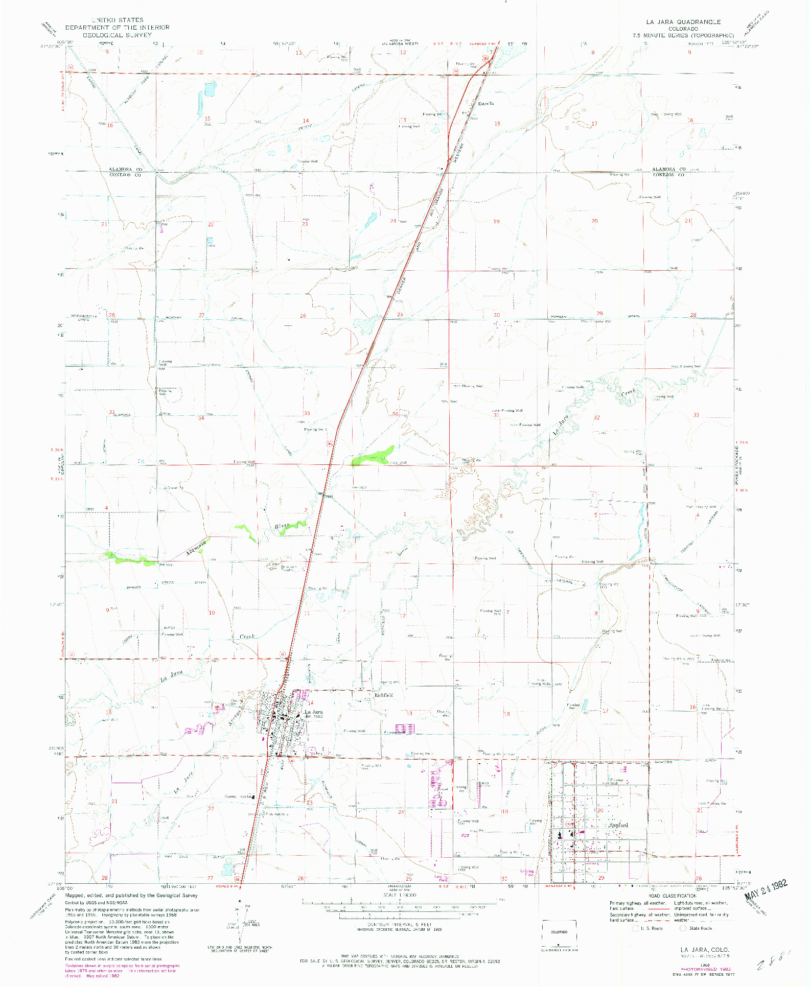 USGS 1:24000-SCALE QUADRANGLE FOR LA JARA, CO 1968