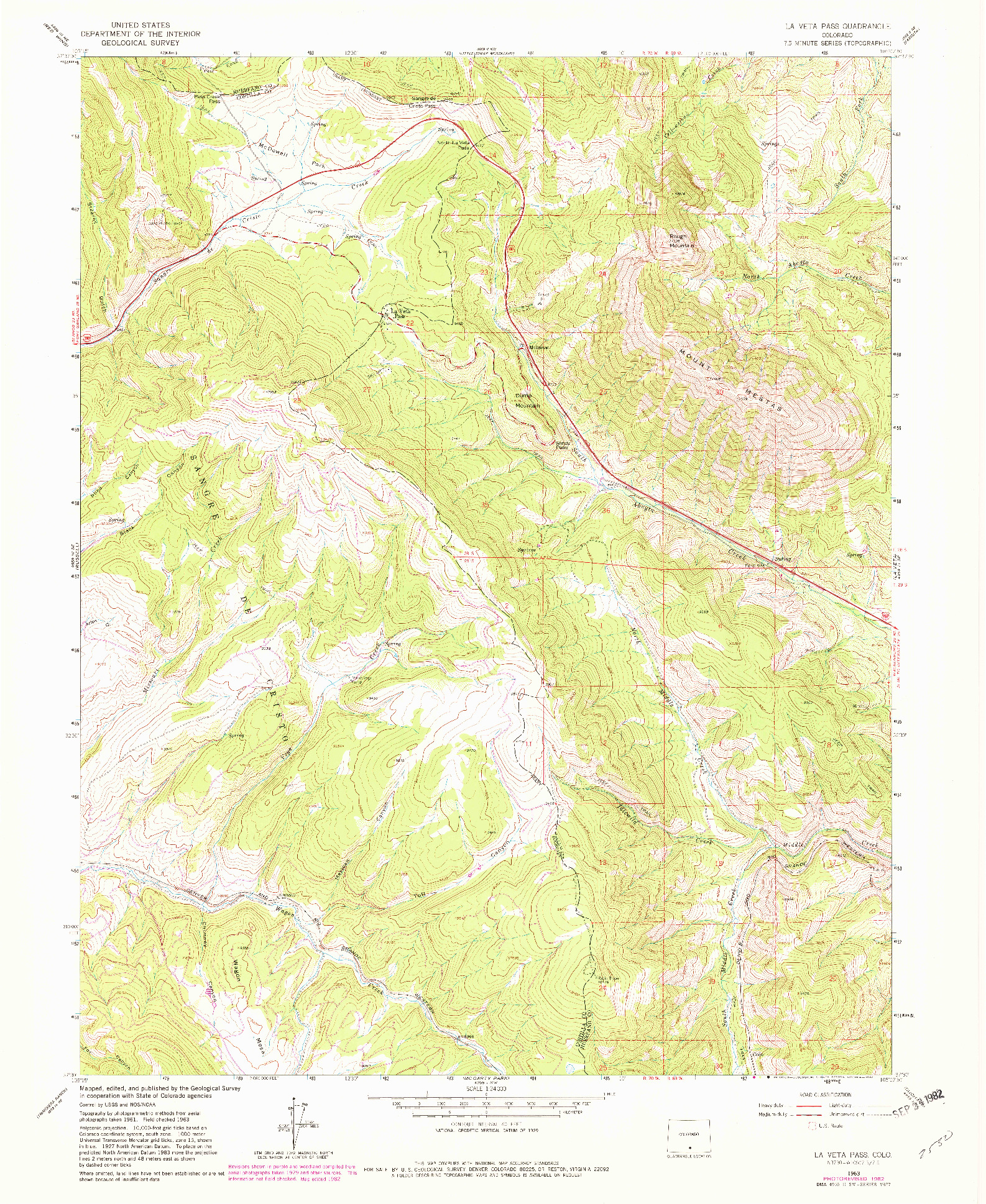 USGS 1:24000-SCALE QUADRANGLE FOR LA VETA PASS, CO 1963