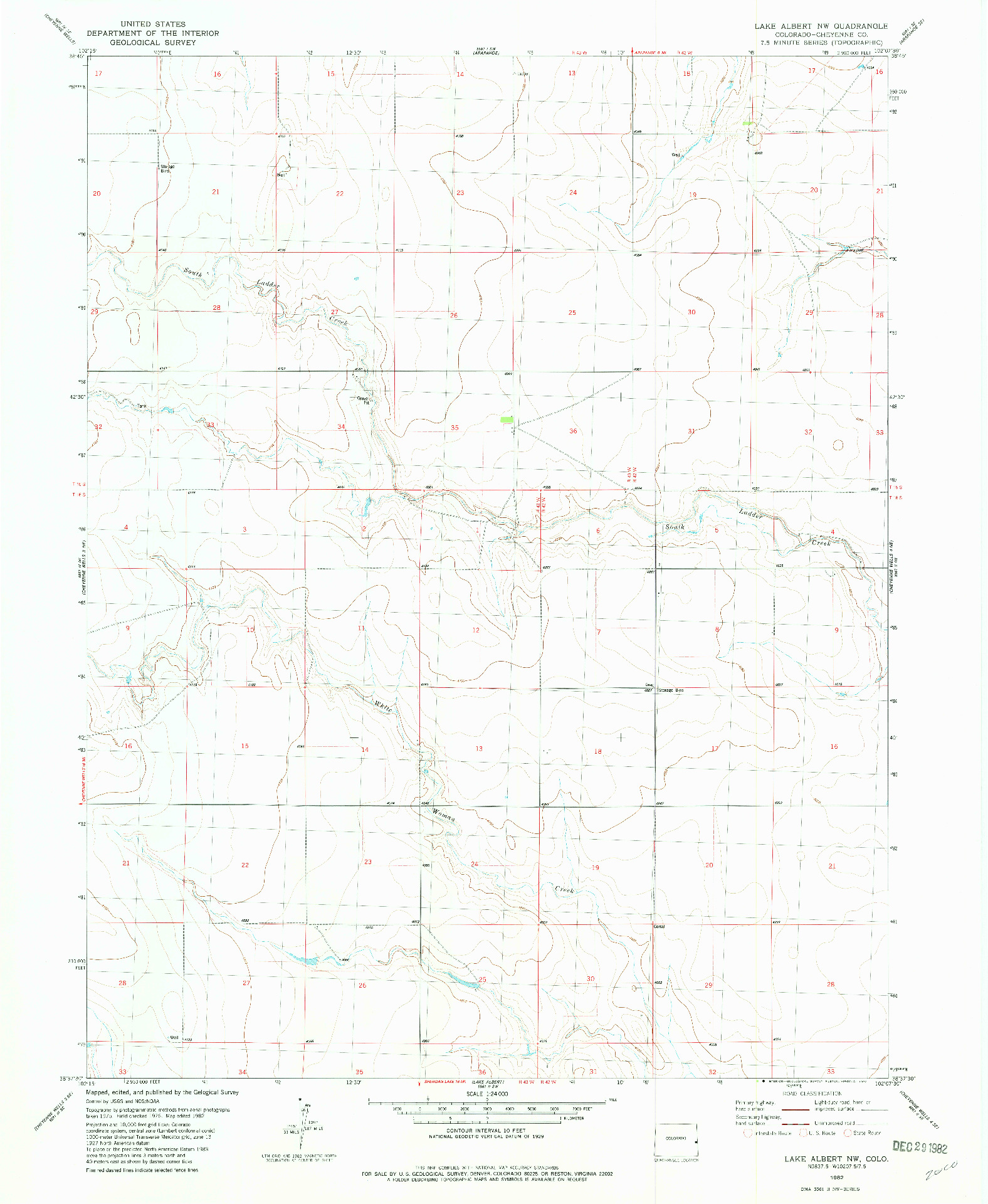 USGS 1:24000-SCALE QUADRANGLE FOR LAKE ALBERT NW, CO 1982