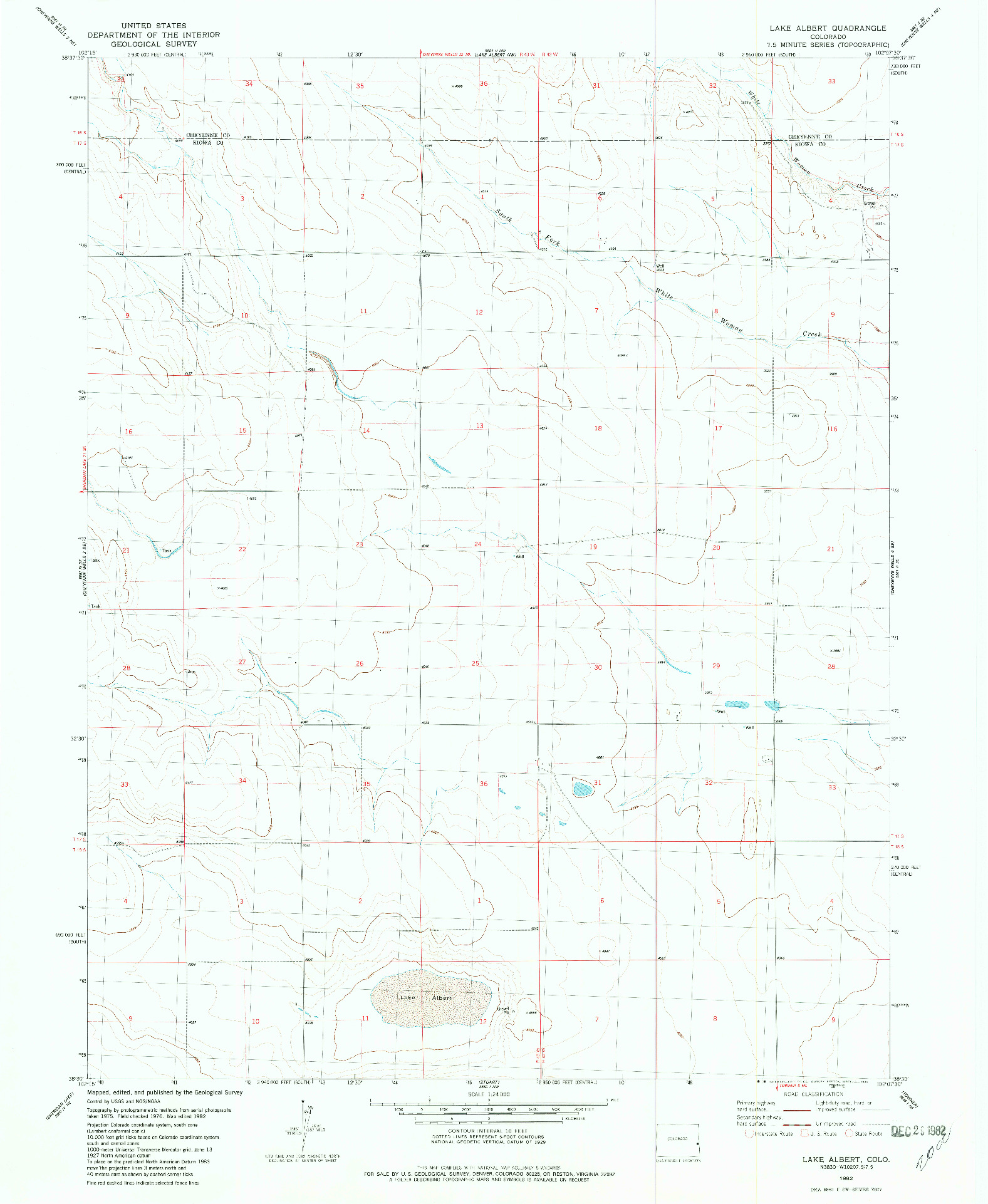 USGS 1:24000-SCALE QUADRANGLE FOR LAKE ALBERT, CO 1982