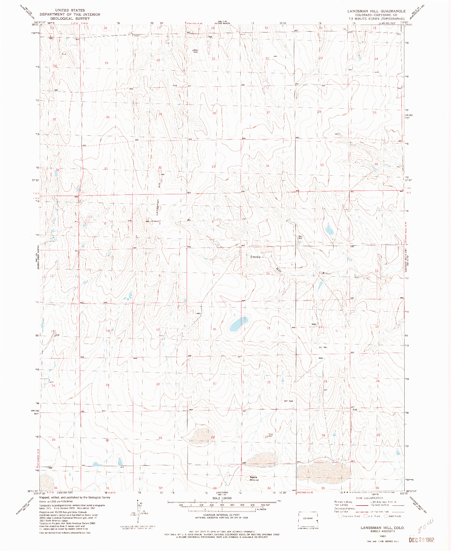 USGS 1:24000-SCALE QUADRANGLE FOR LANDSMAN HILL, CO 1982