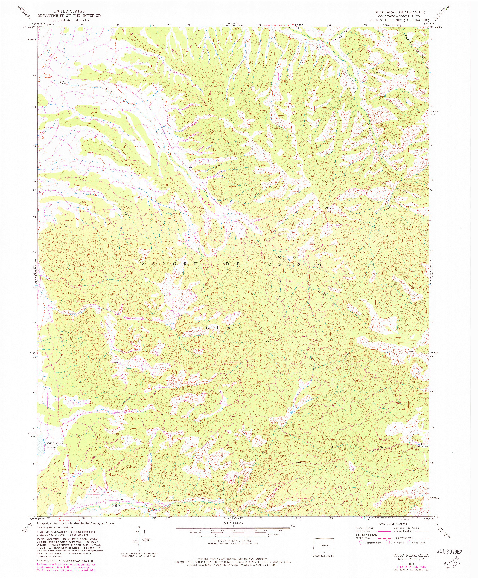 USGS 1:24000-SCALE QUADRANGLE FOR OJITO PEAK, CO 1967