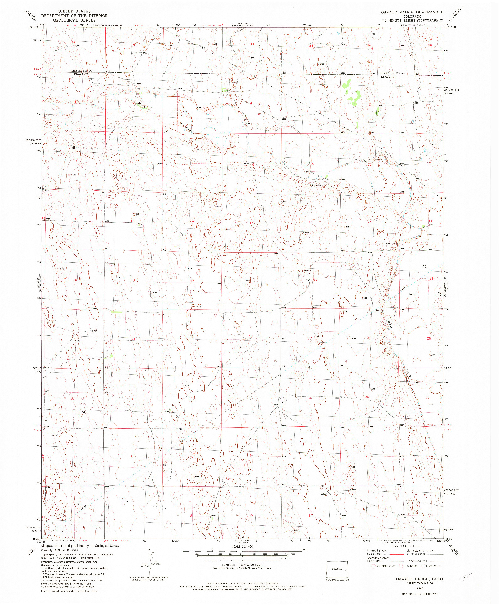 USGS 1:24000-SCALE QUADRANGLE FOR OSWALD RANCH, CO 1982