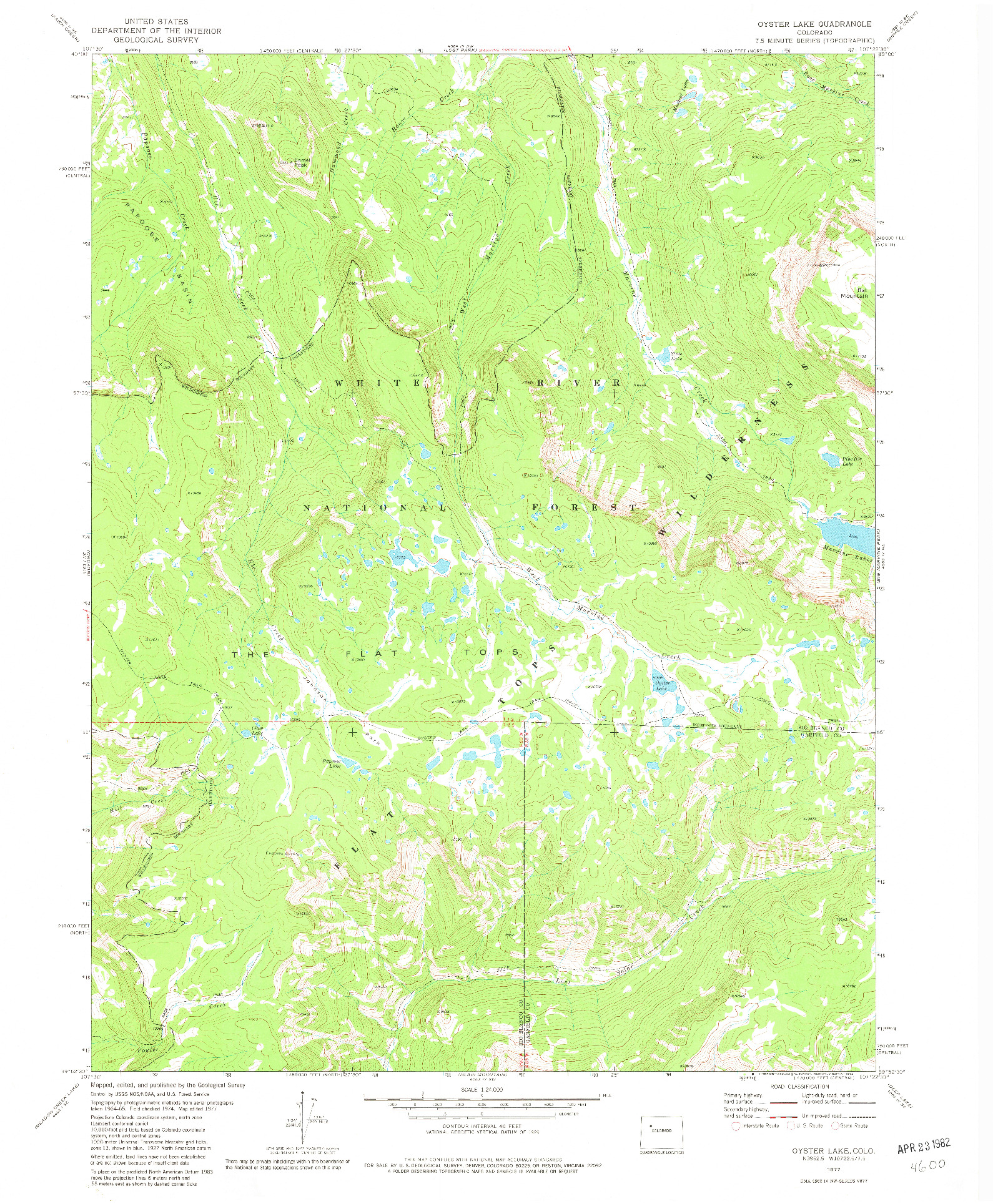 USGS 1:24000-SCALE QUADRANGLE FOR OYSTER LAKE, CO 1977