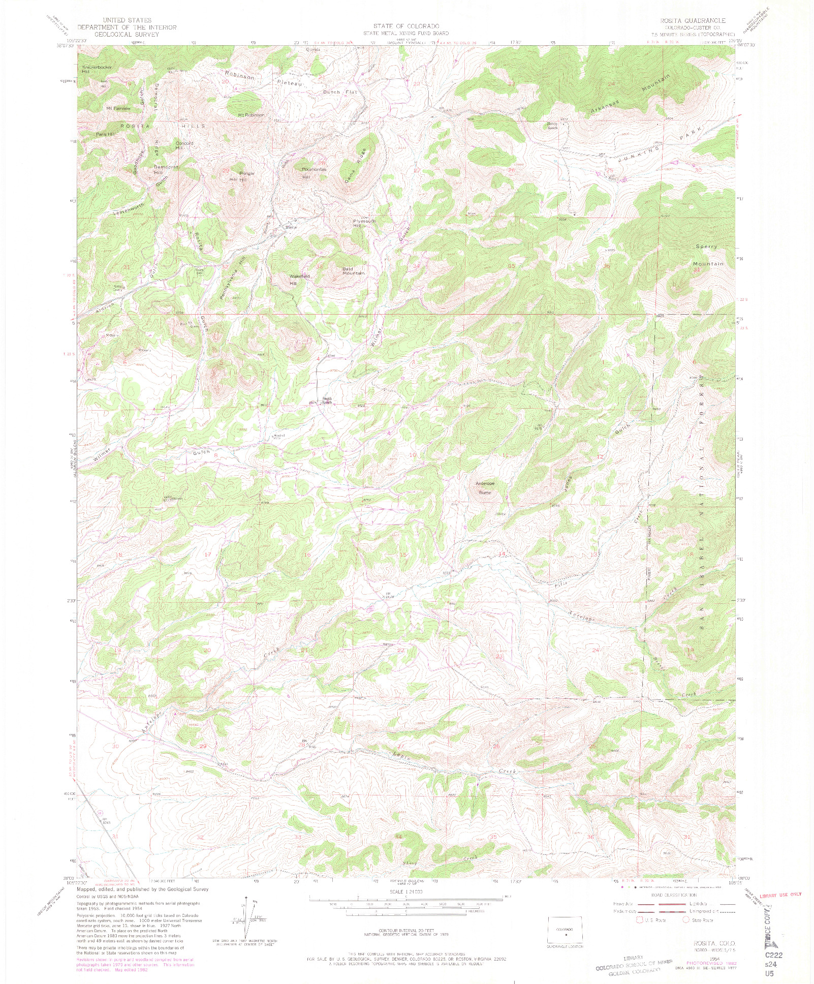 USGS 1:24000-SCALE QUADRANGLE FOR ROSITA, CO 1954