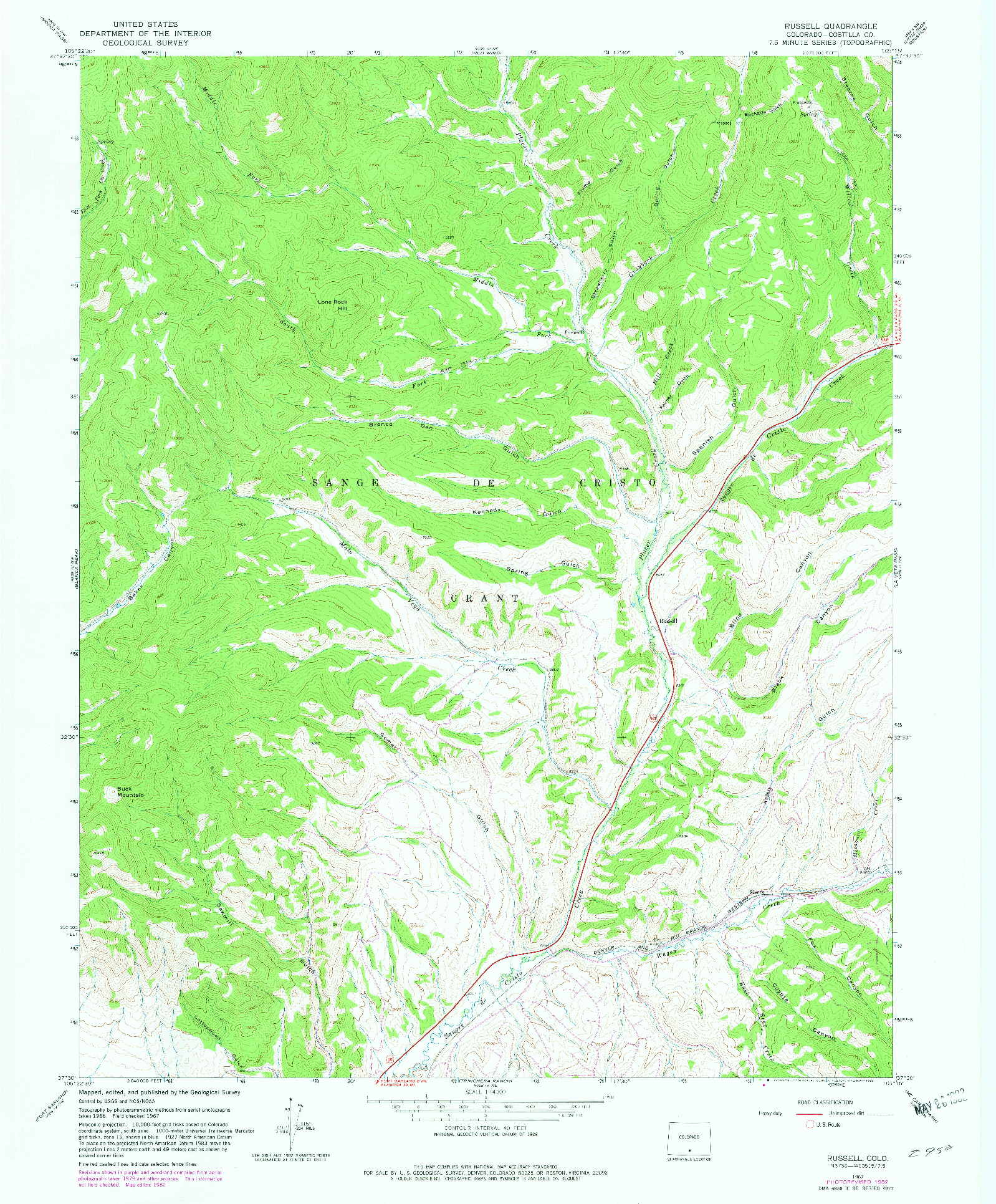 USGS 1:24000-SCALE QUADRANGLE FOR RUSSELL, CO 1967