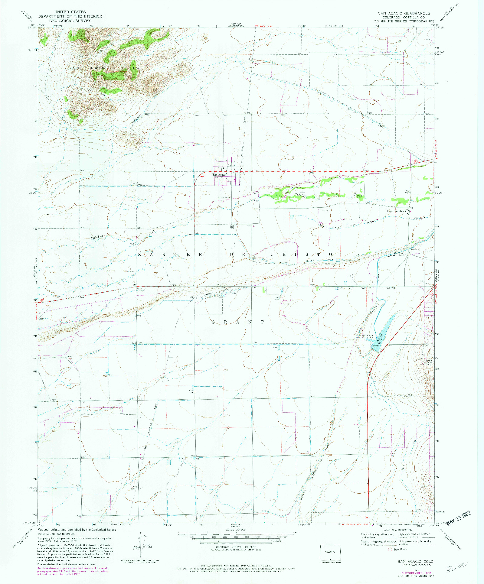 USGS 1:24000-SCALE QUADRANGLE FOR SAN ACACIO, CO 1967