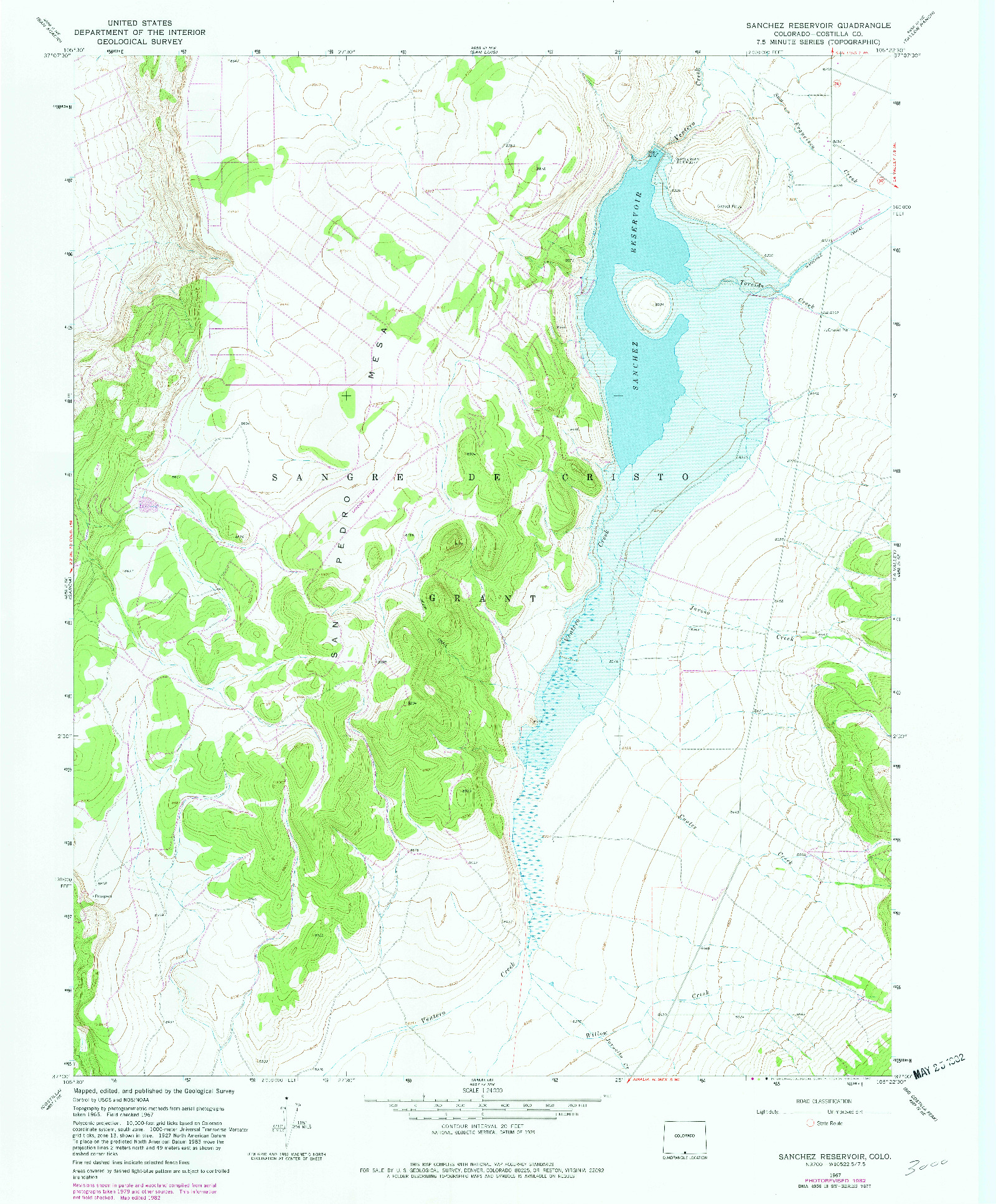 USGS 1:24000-SCALE QUADRANGLE FOR SANCHEZ RESERVOIR, CO 1967