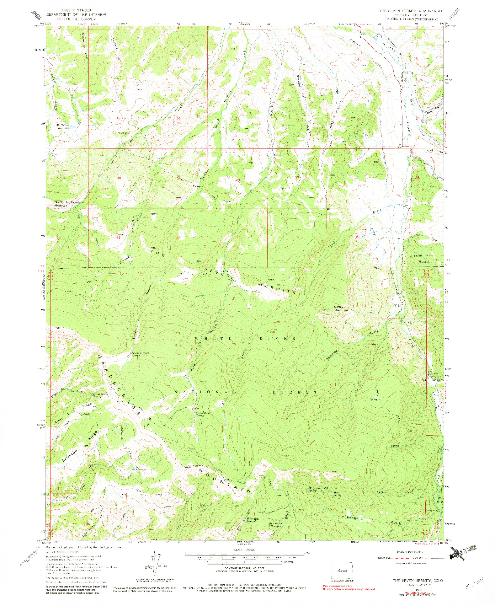 USGS 1:24000-SCALE QUADRANGLE FOR THE SEVEN HERMITS, CO 1962