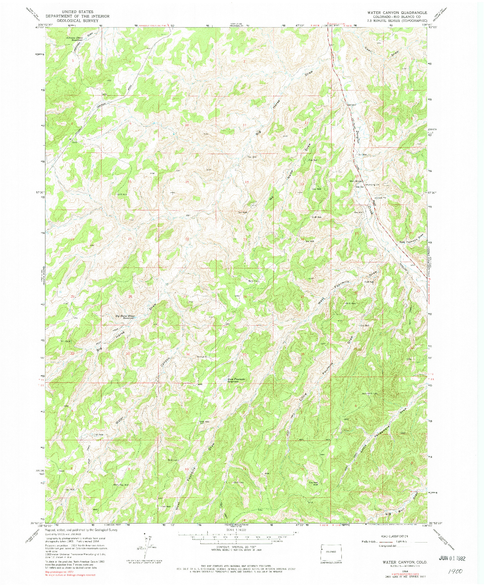 USGS 1:24000-SCALE QUADRANGLE FOR WATER CANYON, CO 1964