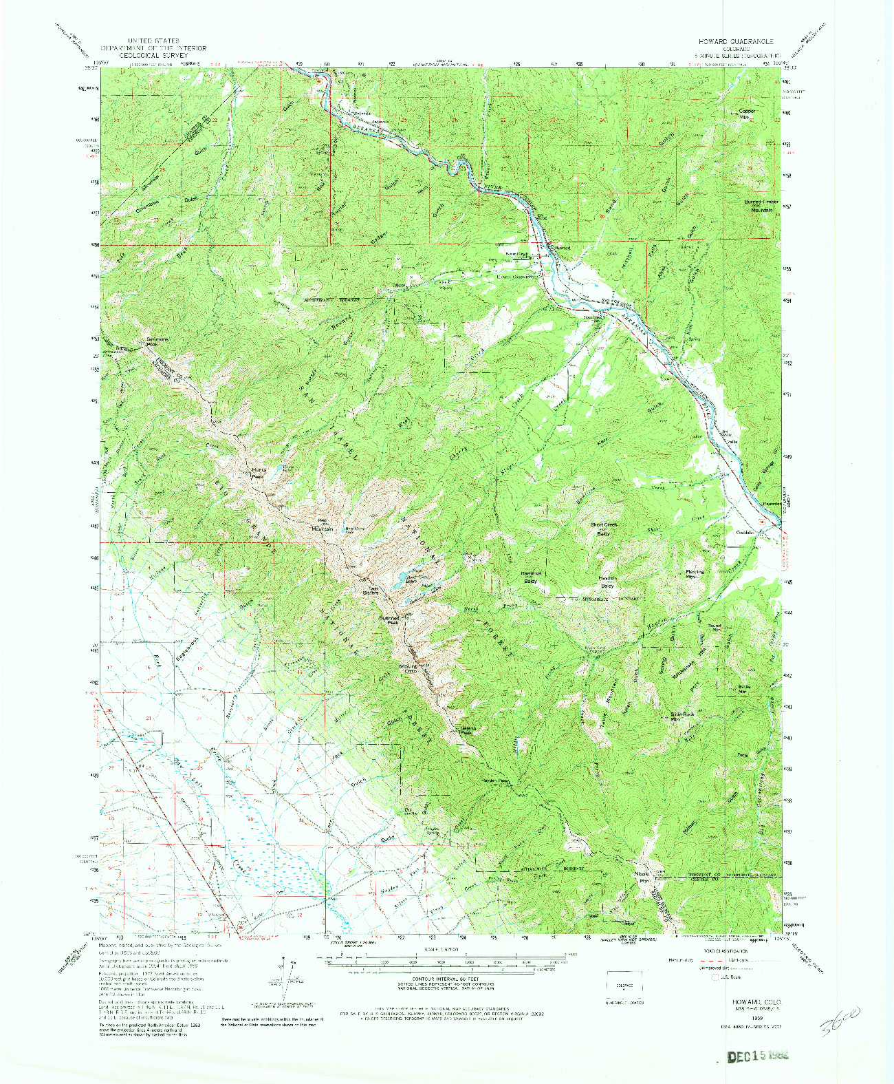 USGS 1:62500-SCALE QUADRANGLE FOR HOWARD, CO 1959