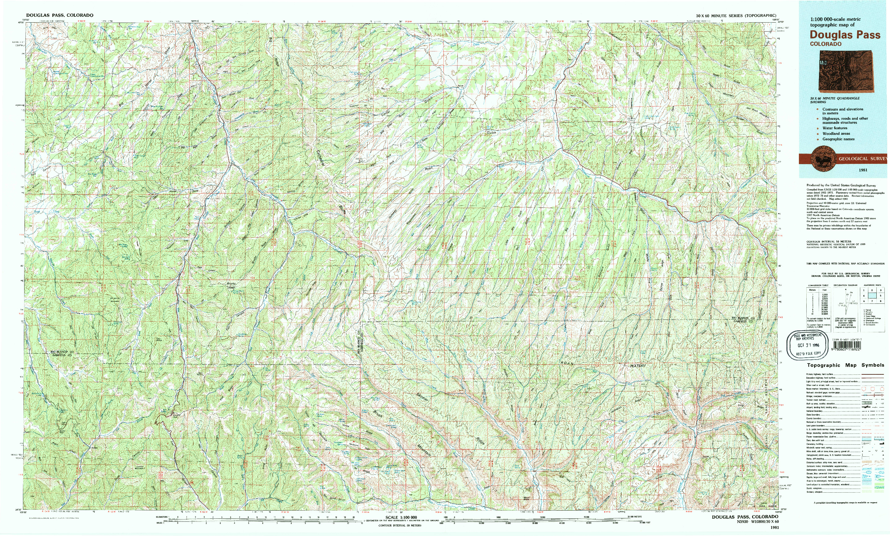 USGS 1:100000-SCALE QUADRANGLE FOR DOUGLAS PASS, CO 1981