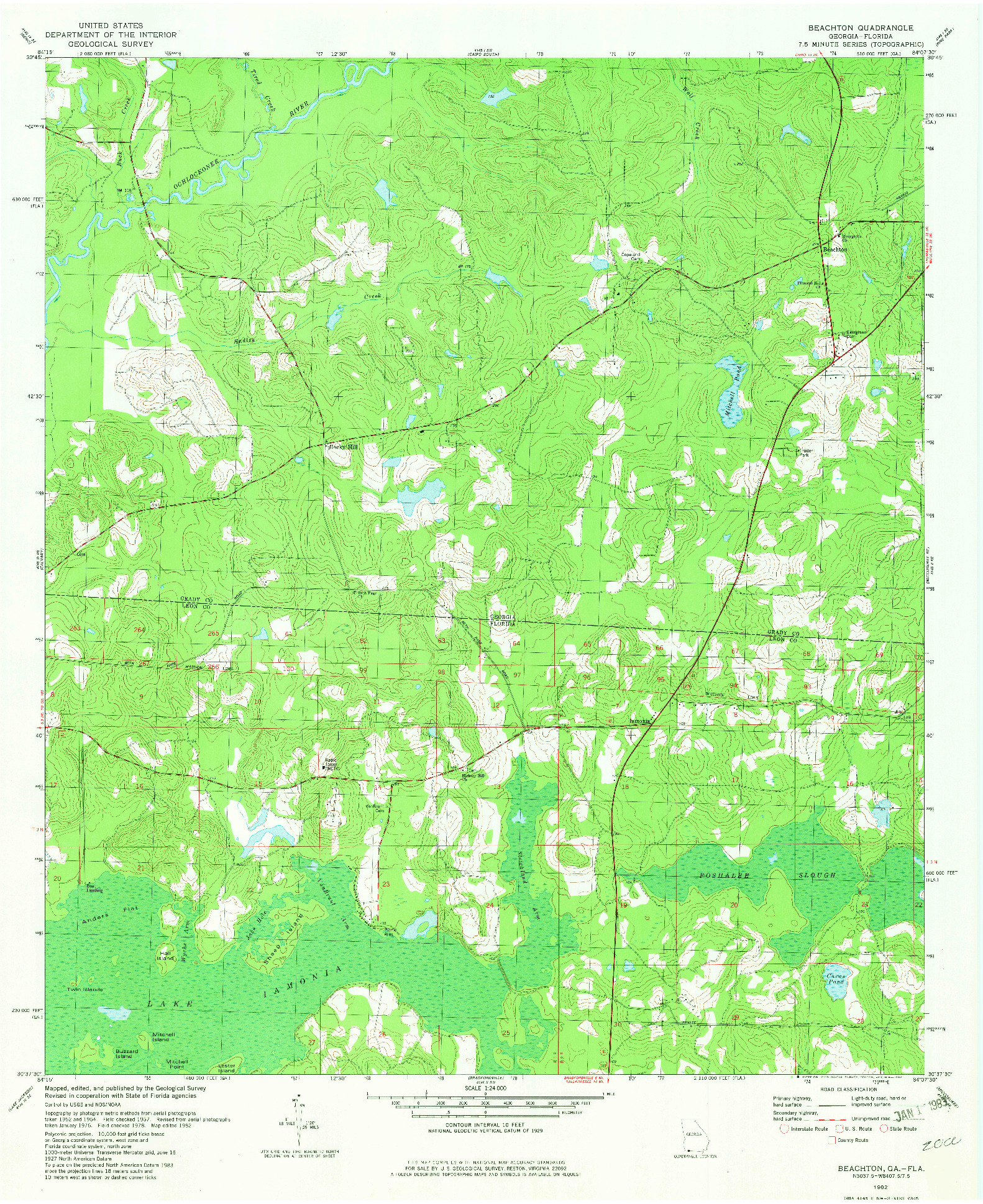 USGS 1:24000-SCALE QUADRANGLE FOR BEACHTON, GA 1982