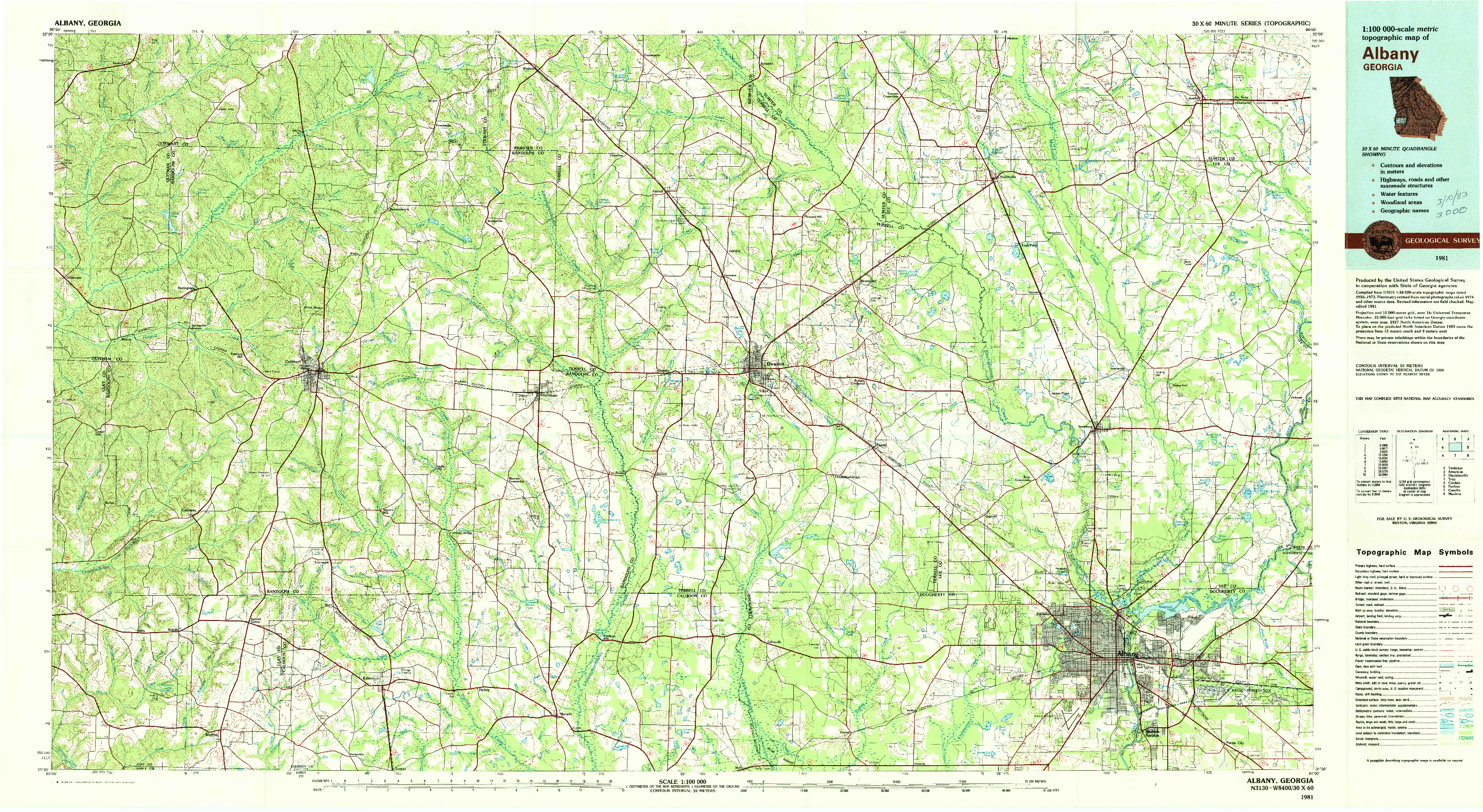 USGS 1:100000-SCALE QUADRANGLE FOR ALBANY, GA 1981