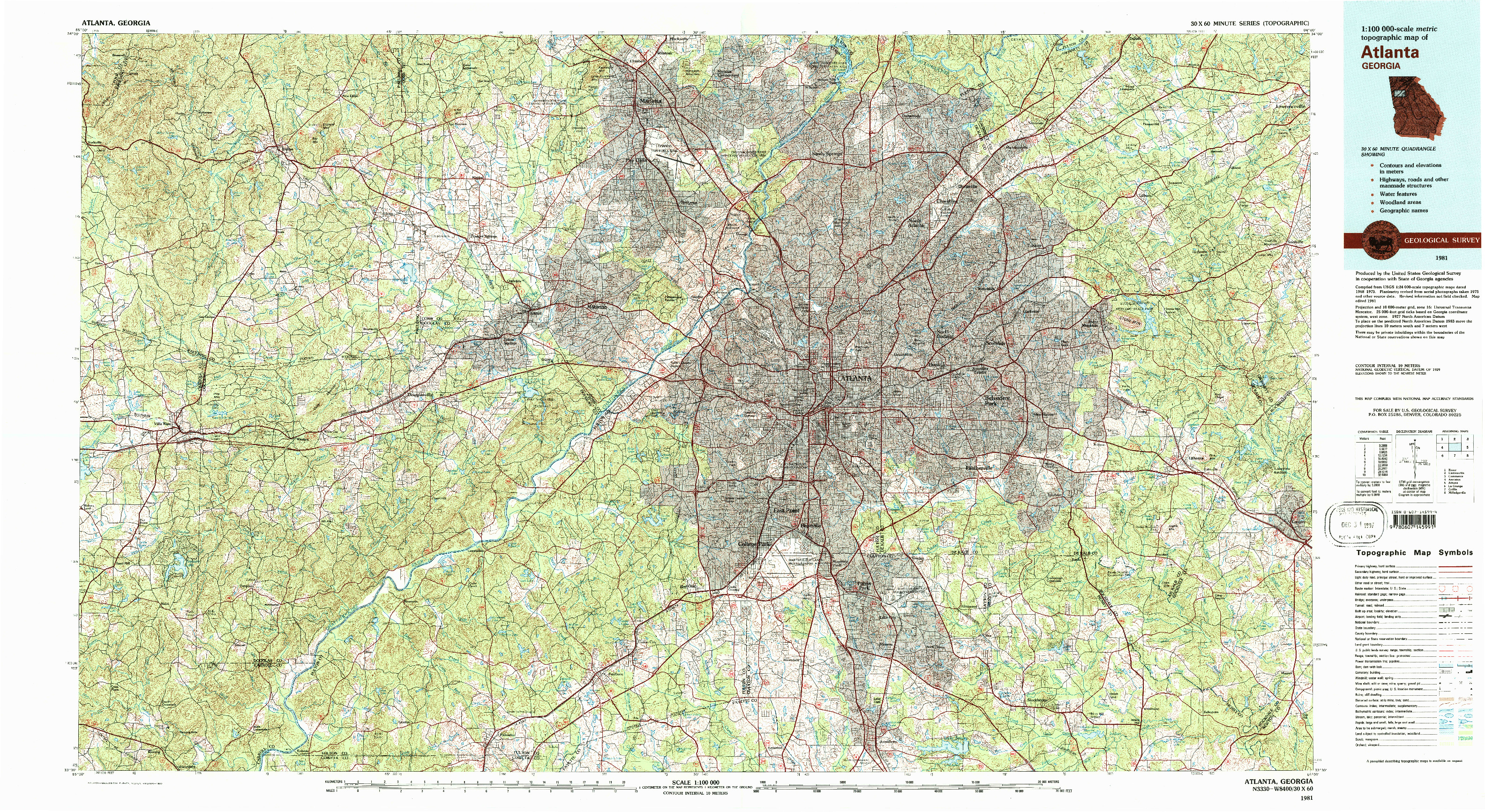 USGS 1:100000-SCALE QUADRANGLE FOR ATLANTA, GA 1981