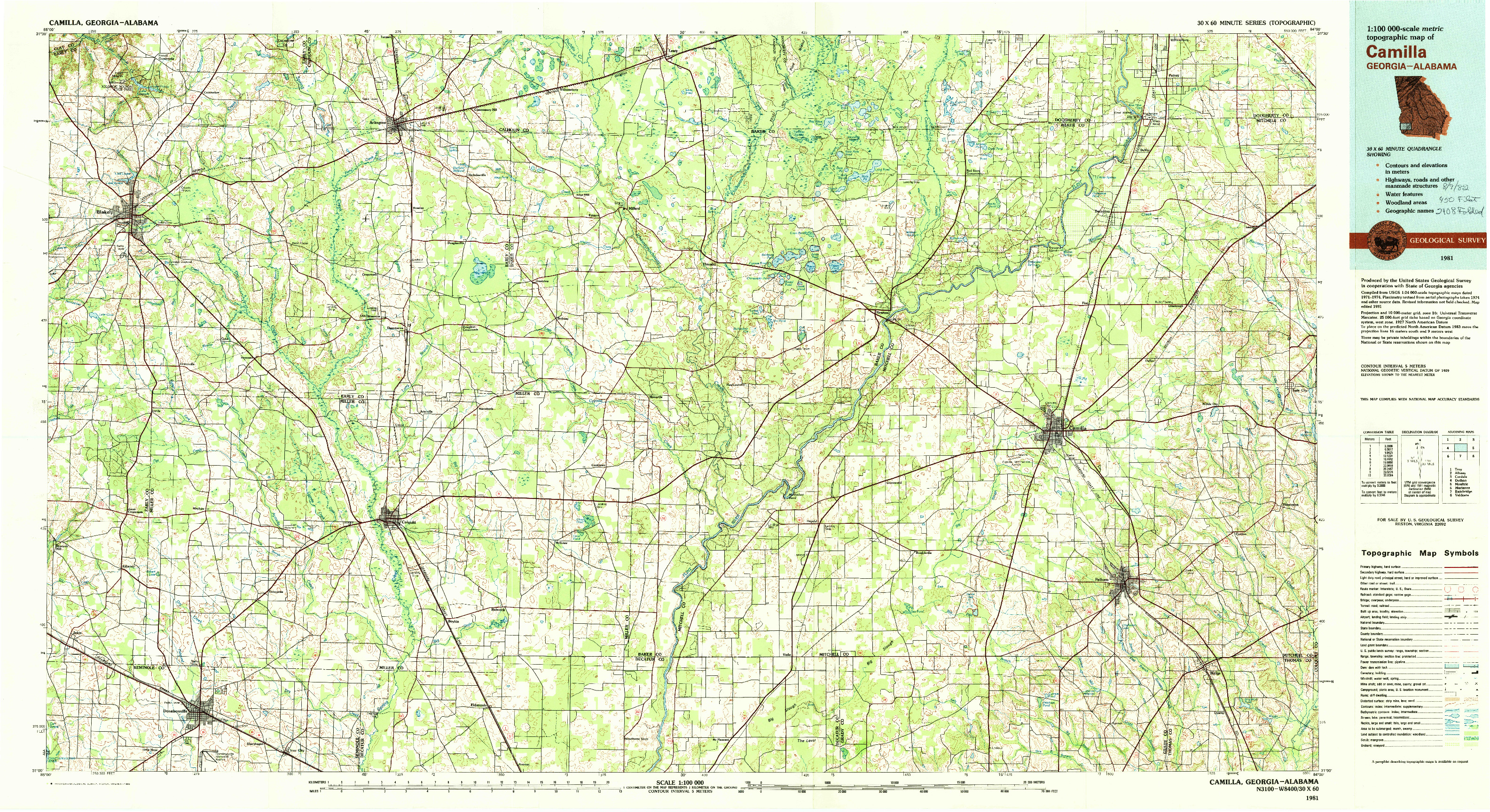 USGS 1:100000-SCALE QUADRANGLE FOR CAMILLA, GA 1981