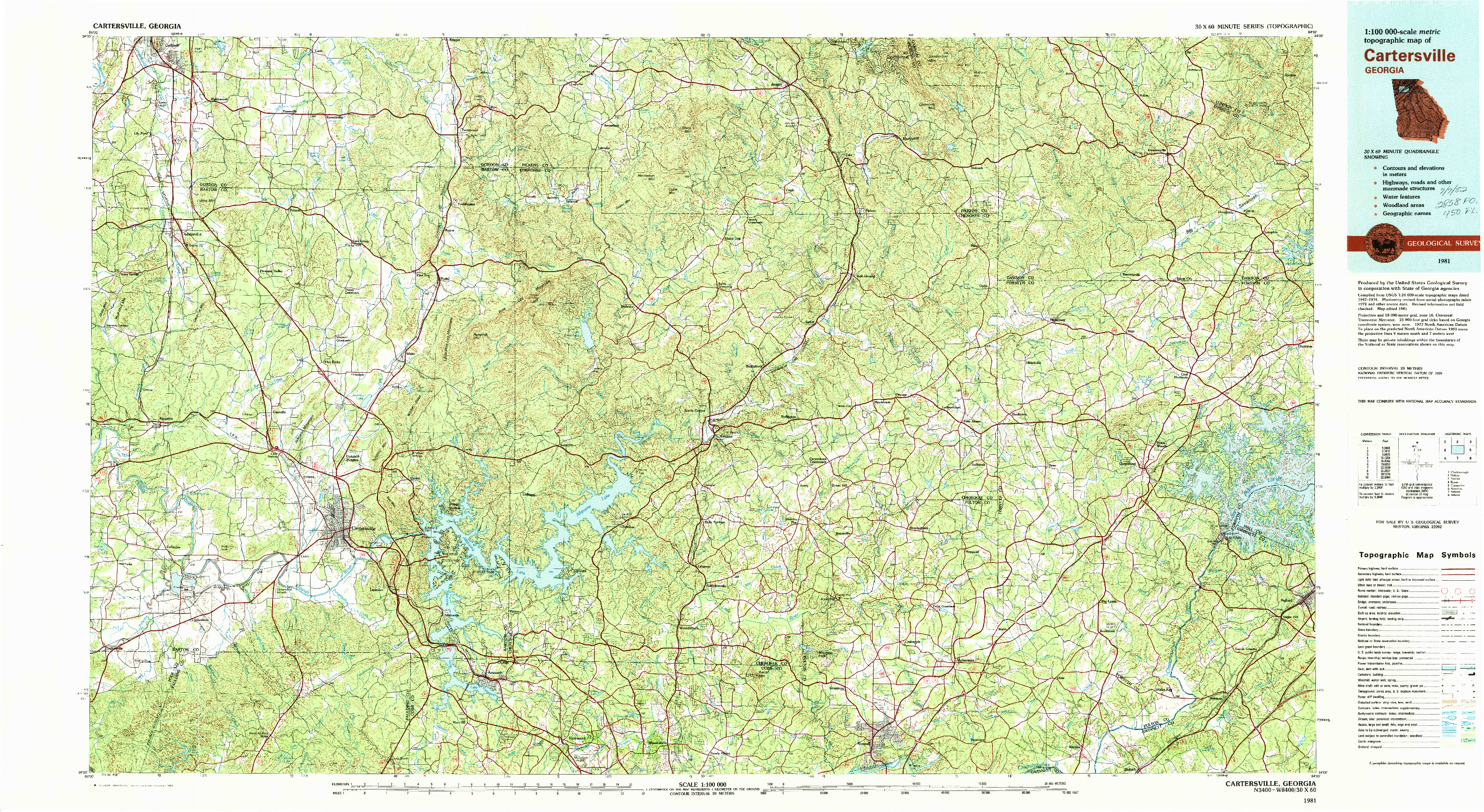 USGS 1:100000-SCALE QUADRANGLE FOR CARTERSVILLE, GA 1981