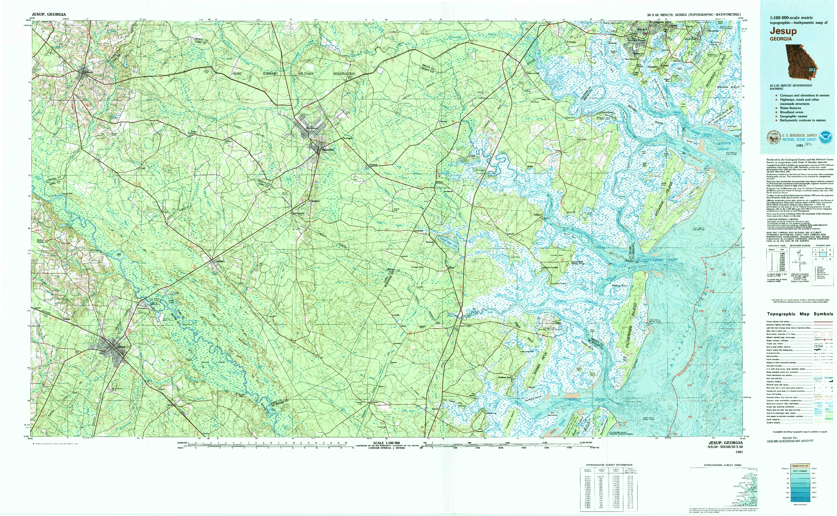 USGS 1:100000-SCALE QUADRANGLE FOR JESUP, GA 1981