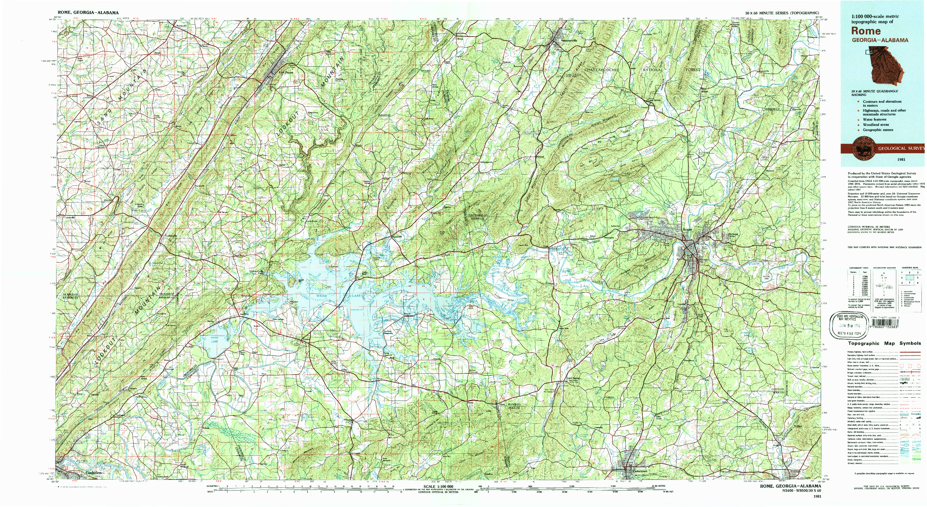 USGS 1:100000-SCALE QUADRANGLE FOR ROME, GA 1981