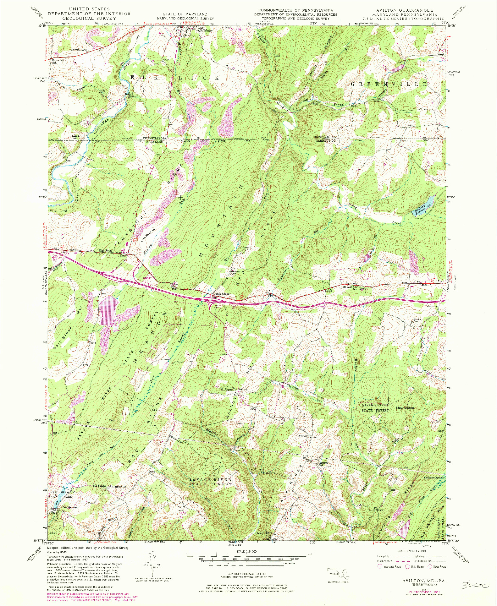 USGS 1:24000-SCALE QUADRANGLE FOR AVILTON, MD 1947