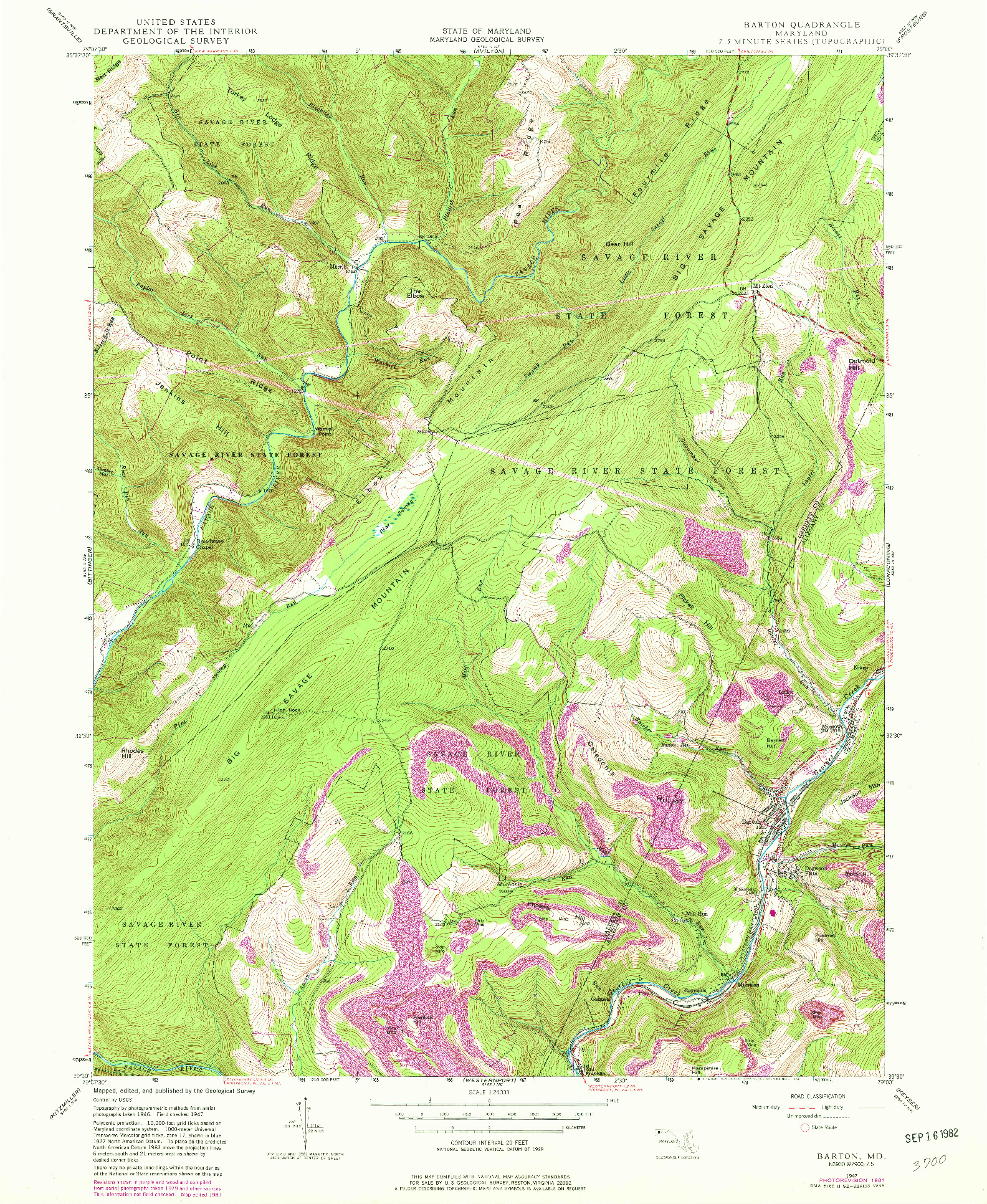 USGS 1:24000-SCALE QUADRANGLE FOR BARTON, MD 1947