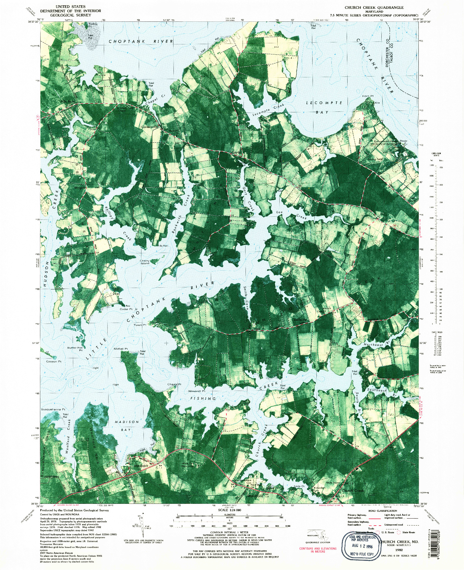 USGS 1:24000-SCALE QUADRANGLE FOR CHURCH CREEK, MD 1982