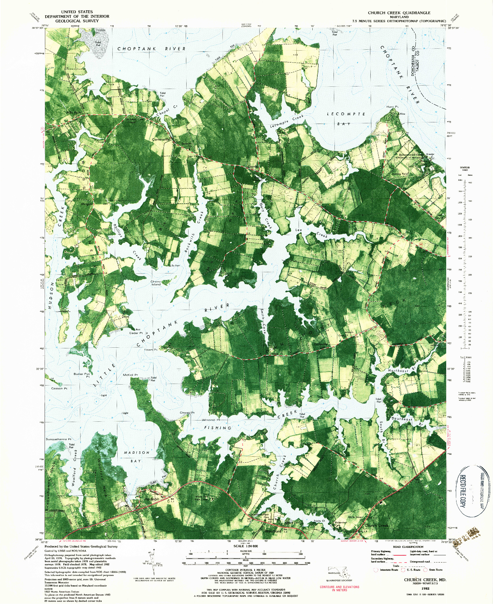 USGS 1:24000-SCALE QUADRANGLE FOR CHURCH CREEK, MD 1982