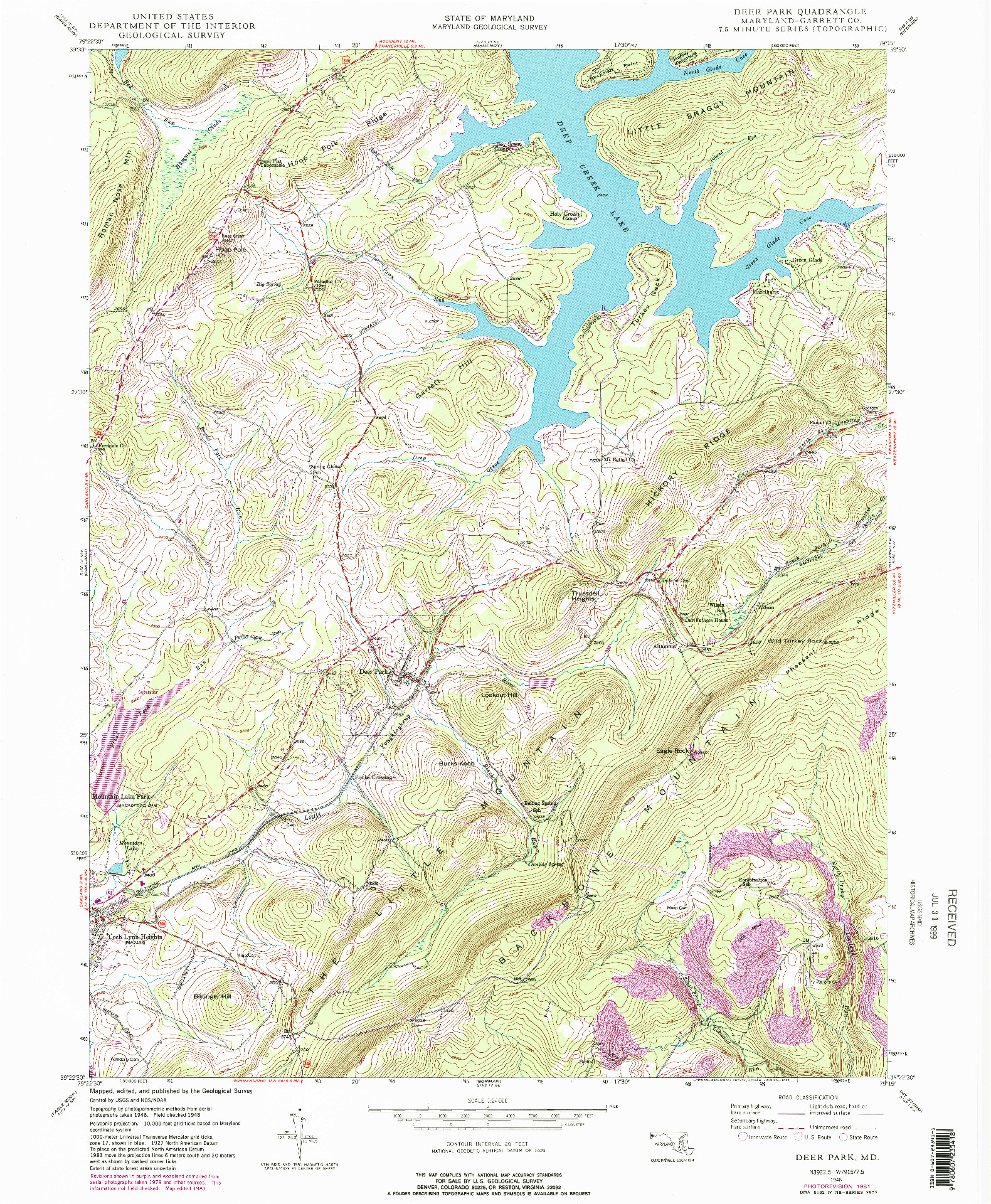 USGS 1:24000-SCALE QUADRANGLE FOR DEER PARK, MD 1948