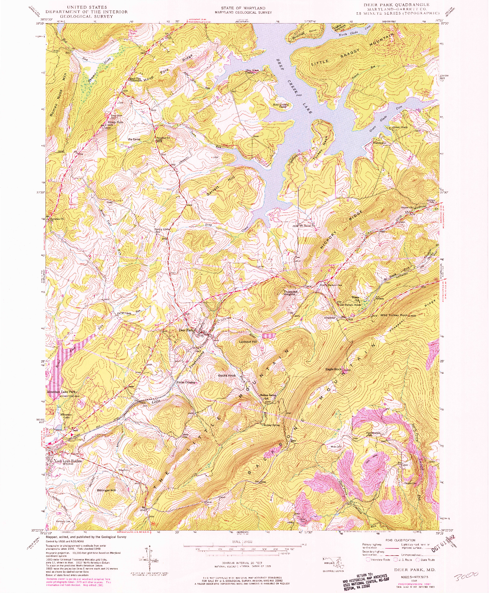 USGS 1:24000-SCALE QUADRANGLE FOR DEER PARK, MD 1948