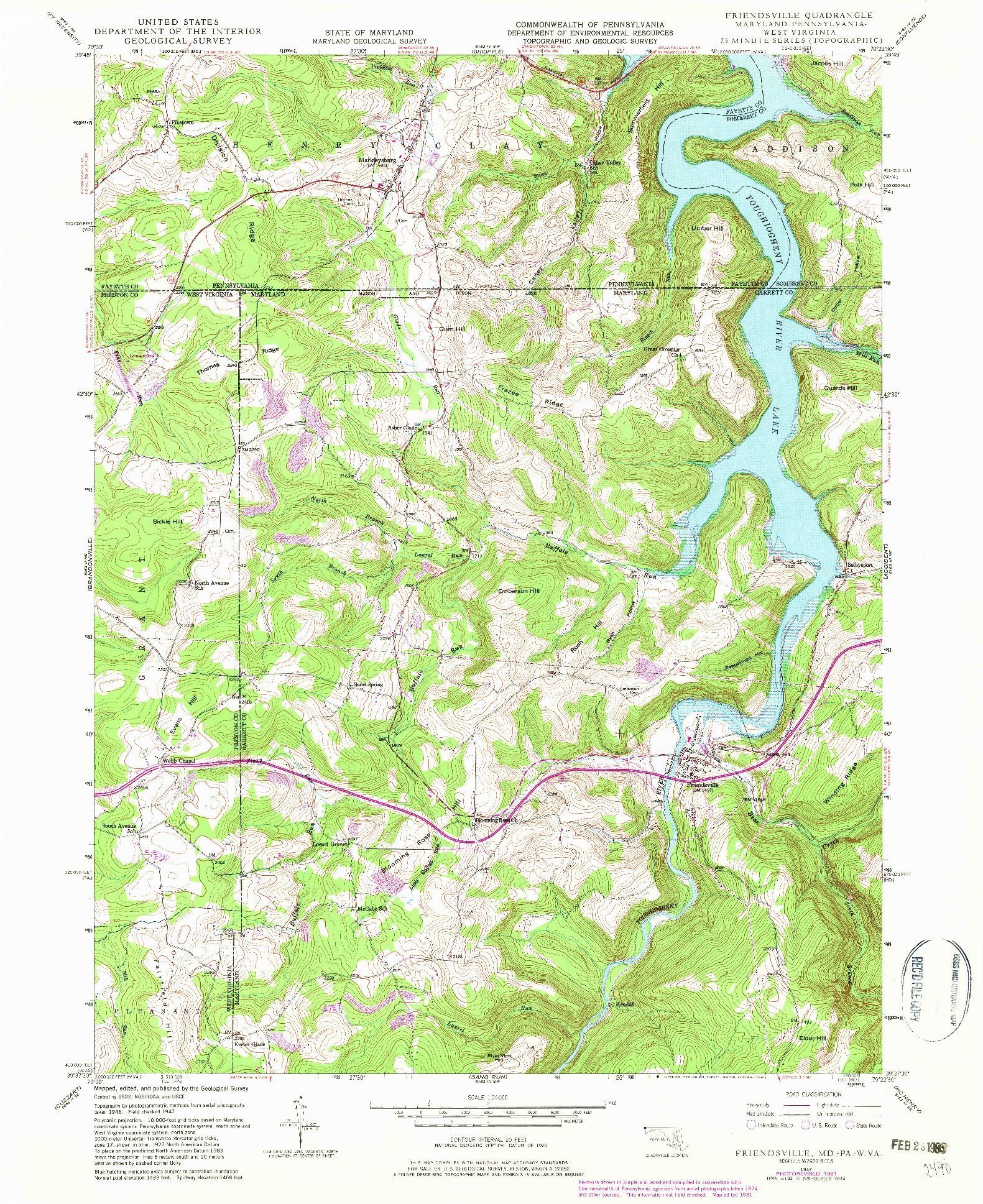 USGS 1:24000-SCALE QUADRANGLE FOR FRIENDSVILLE, MD 1947