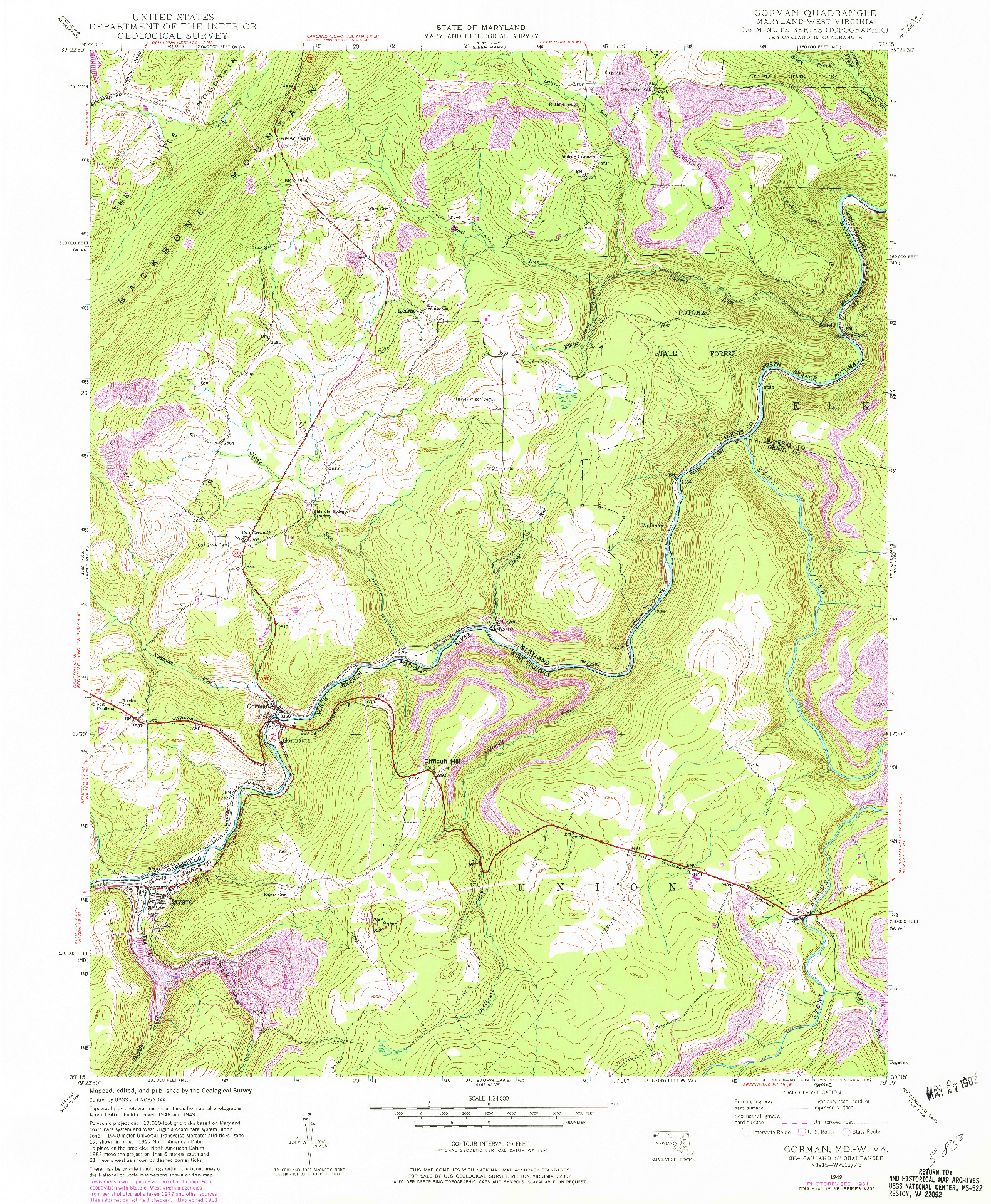 USGS 1:24000-SCALE QUADRANGLE FOR GORMAN, MD 1949