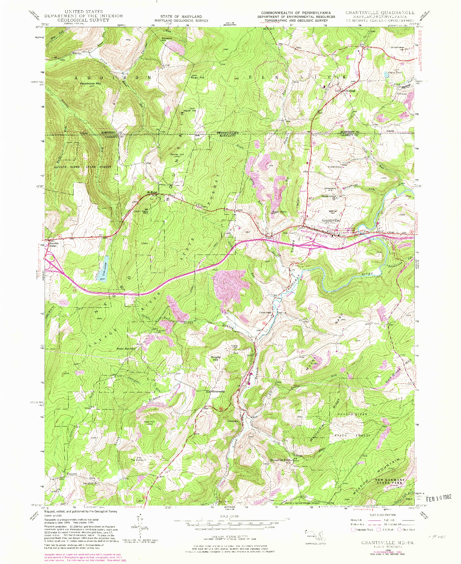 USGS 1:24000-SCALE QUADRANGLE FOR GRANTSVILLE, MD 1946