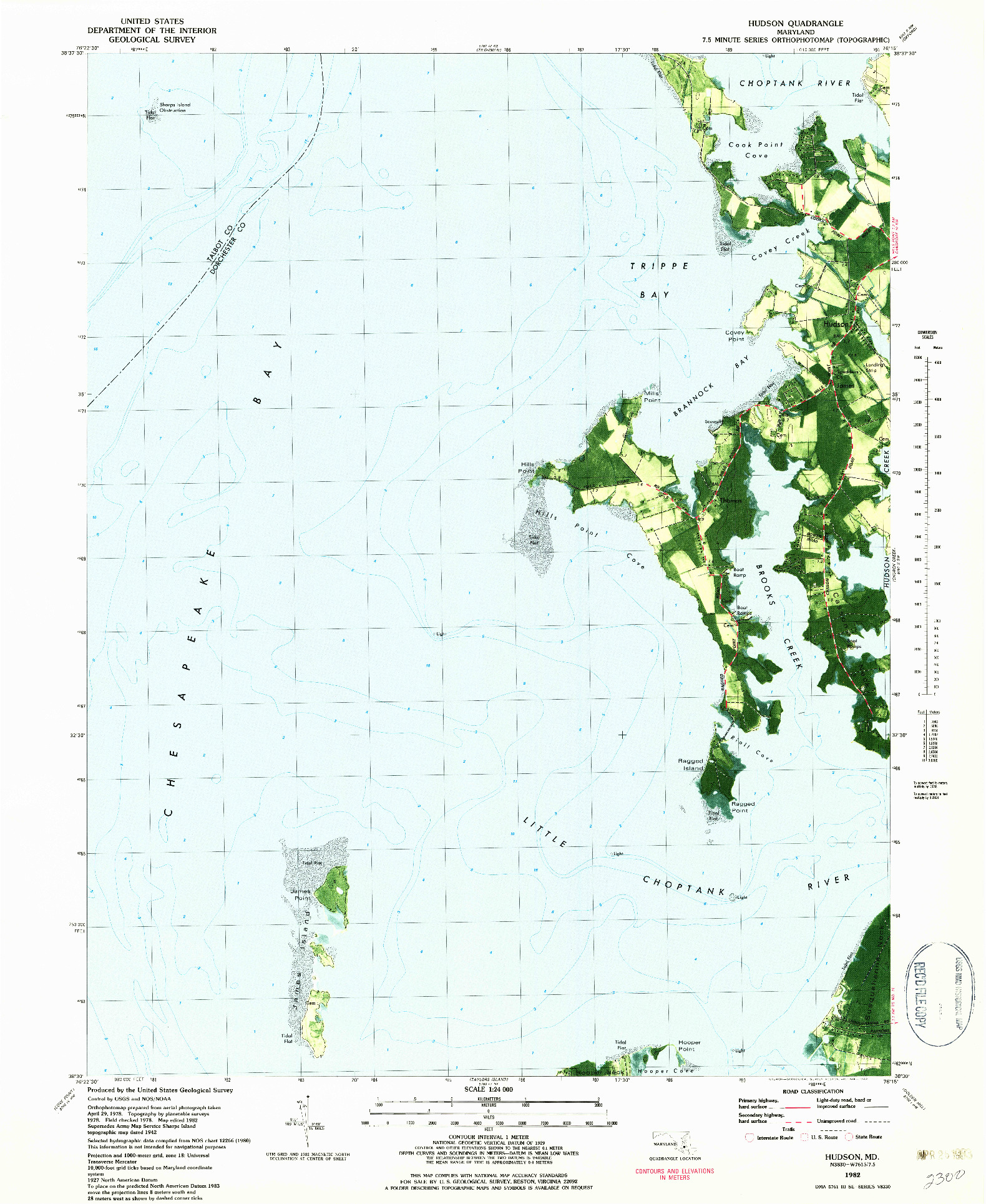 USGS 1:24000-SCALE QUADRANGLE FOR HUDSON, MD 1982