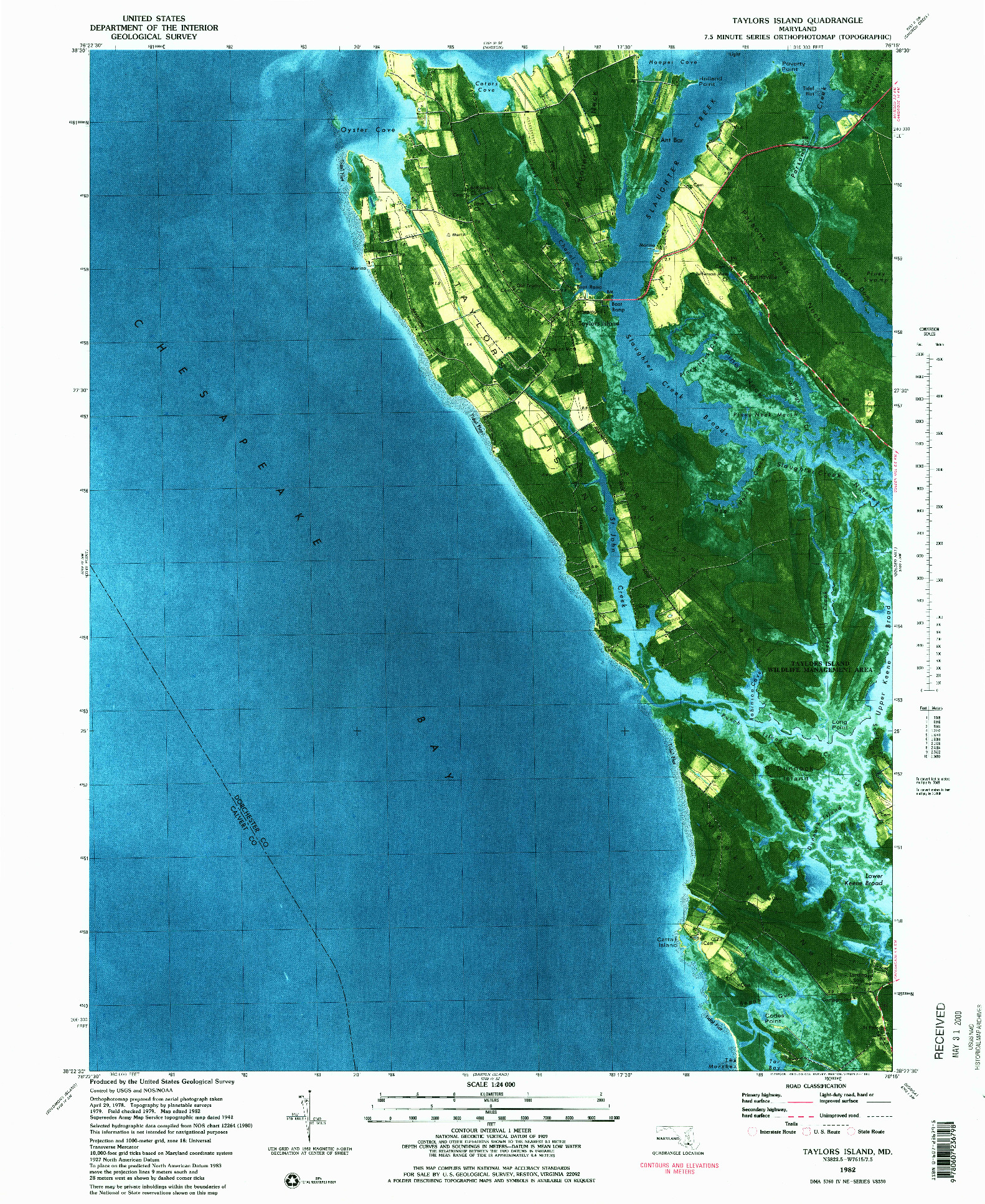 USGS 1:24000-SCALE QUADRANGLE FOR TAYLORS ISLAND, MD 1982