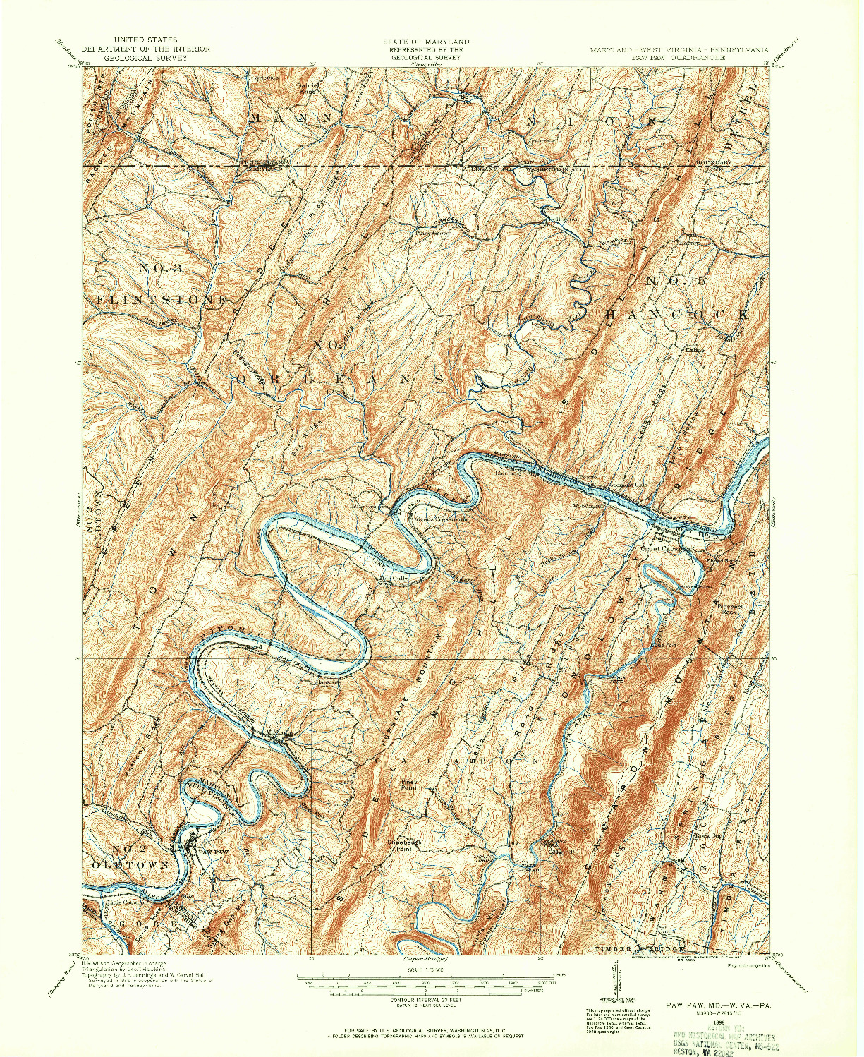 USGS 1:62500-SCALE QUADRANGLE FOR PAW PAW, MD 1898