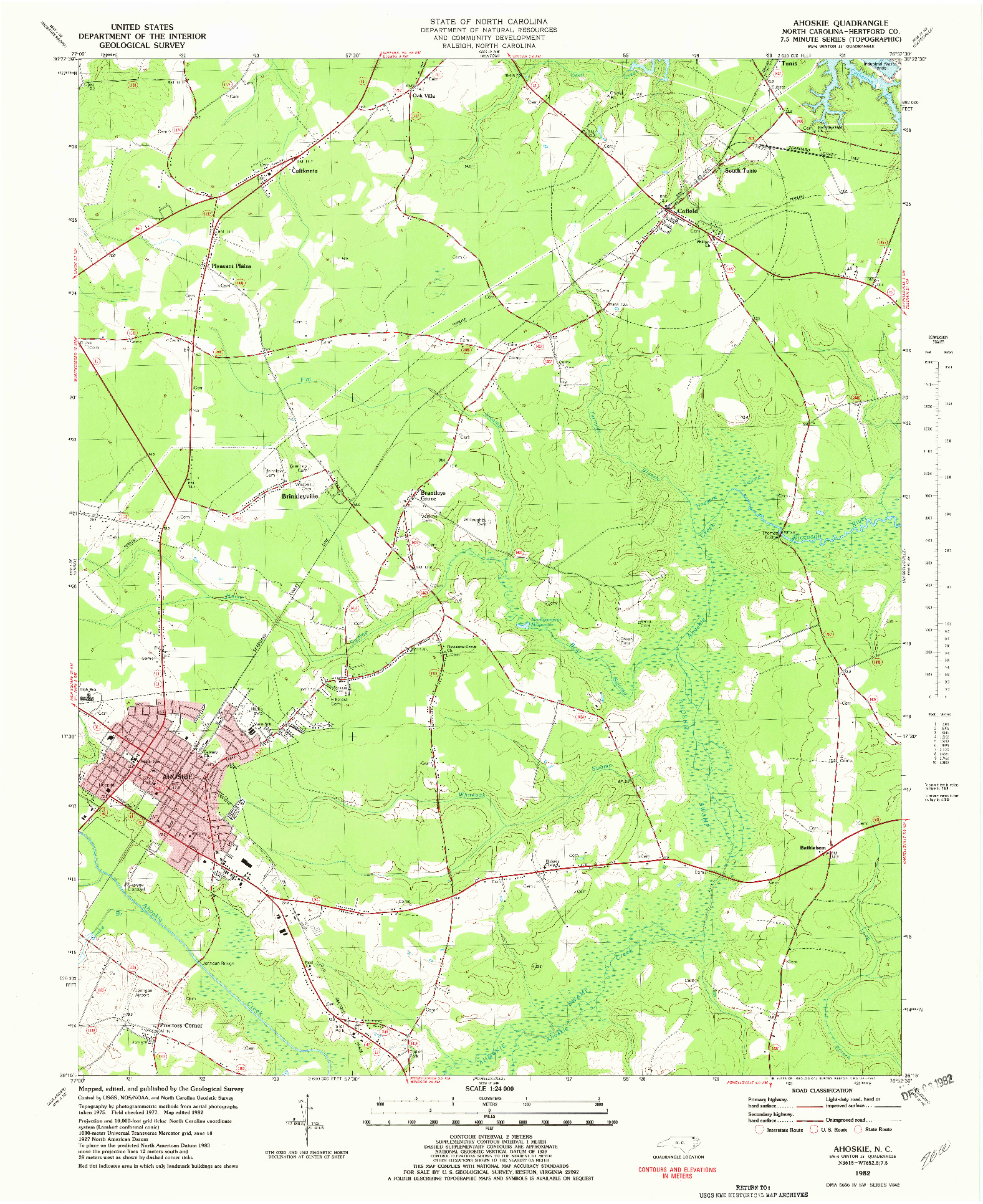 USGS 1:24000-SCALE QUADRANGLE FOR AHOSKIE, NC 1982