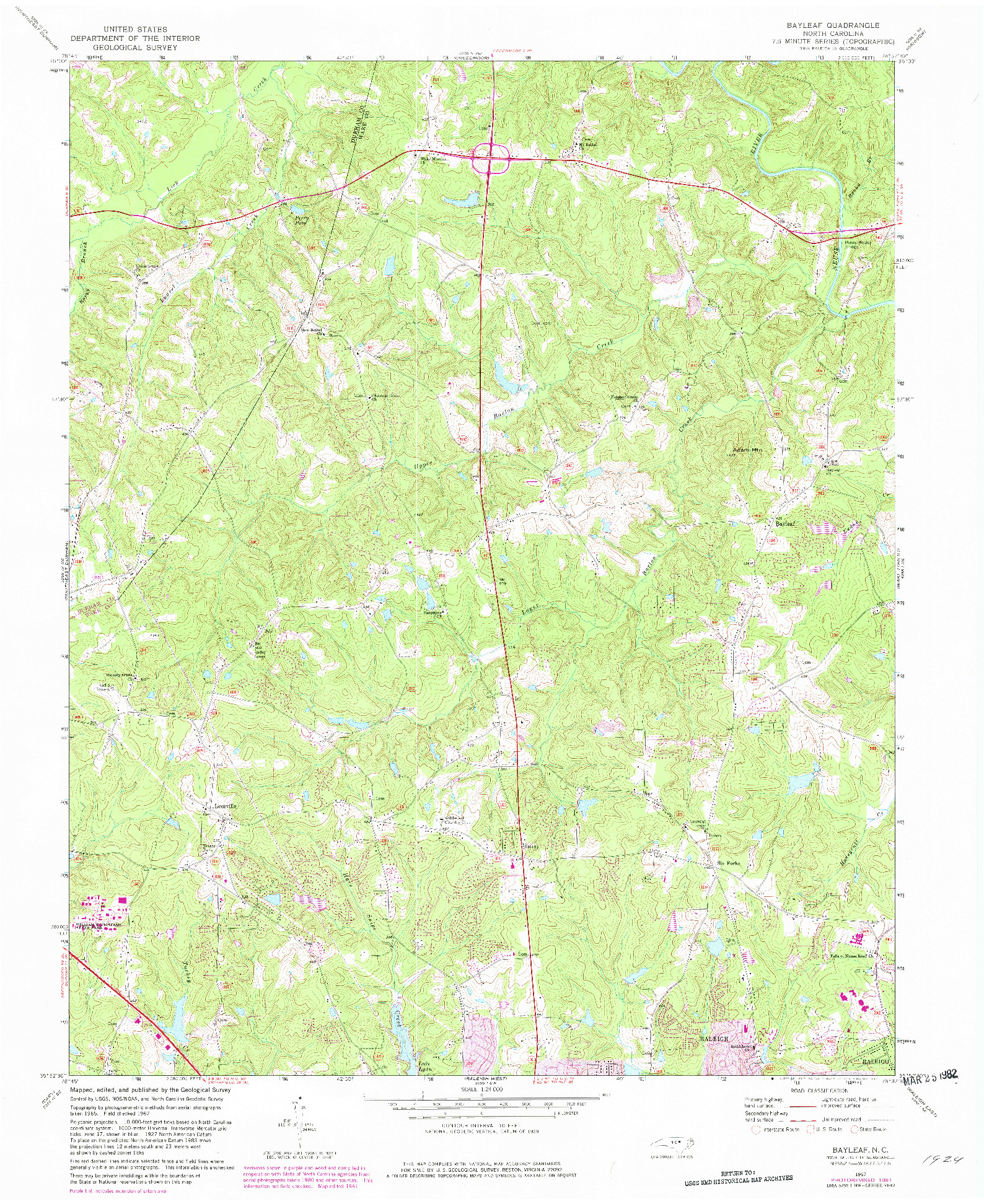 USGS 1:24000-SCALE QUADRANGLE FOR BAYLEAF, NC 1967