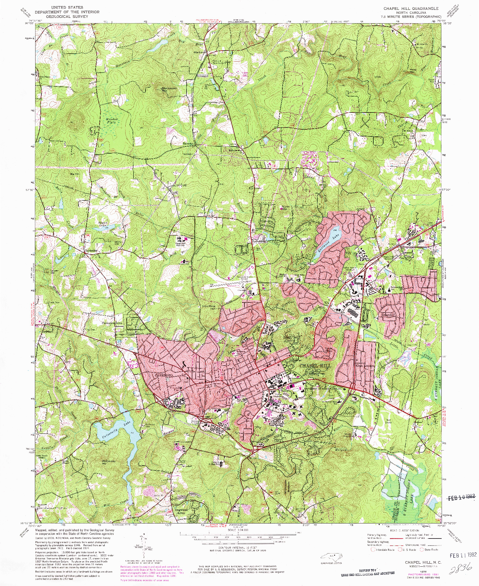 USGS 1:24000-SCALE QUADRANGLE FOR CHAPEL HILL, NC 1978