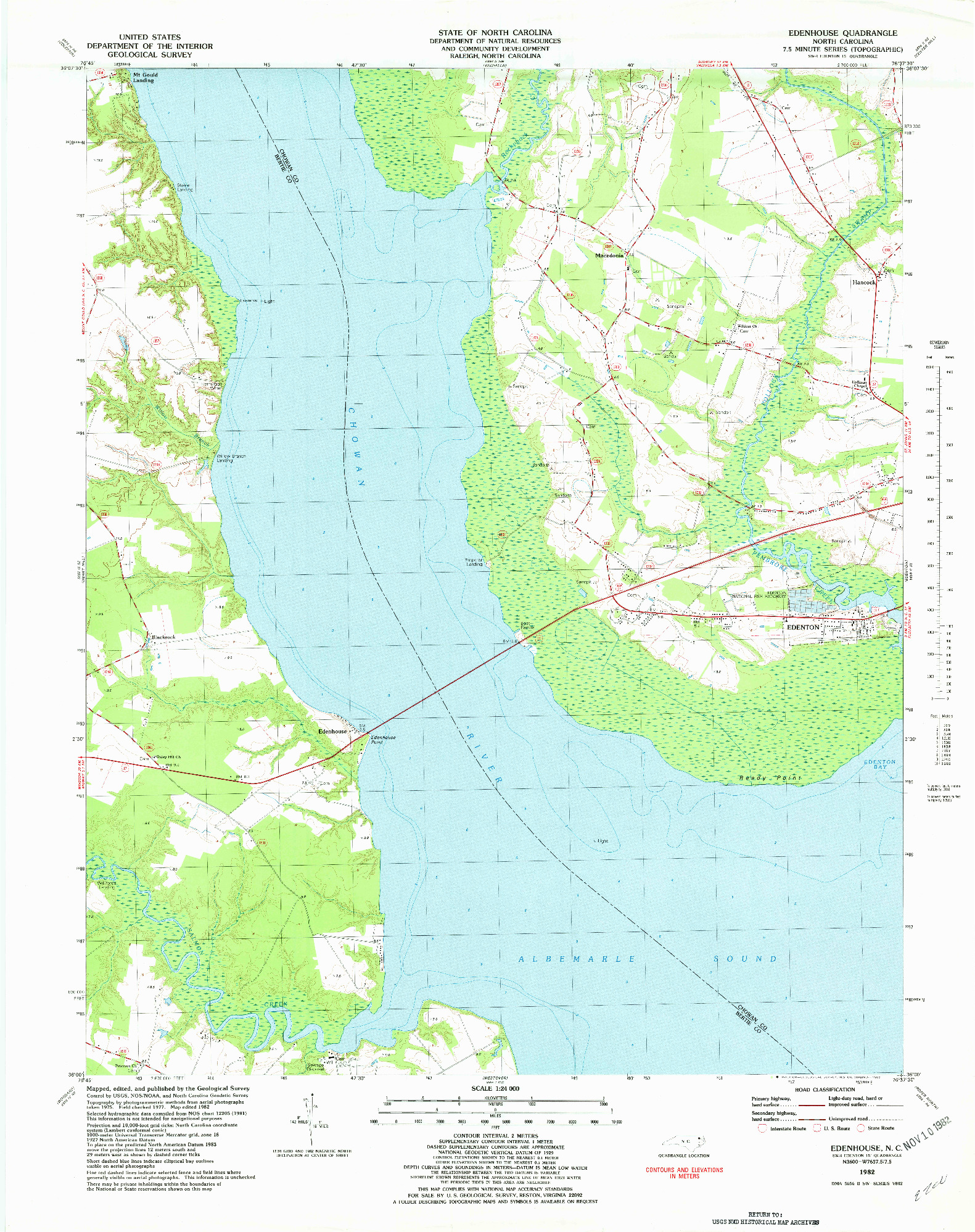 USGS 1:24000-SCALE QUADRANGLE FOR EDENHOUSE, NC 1982