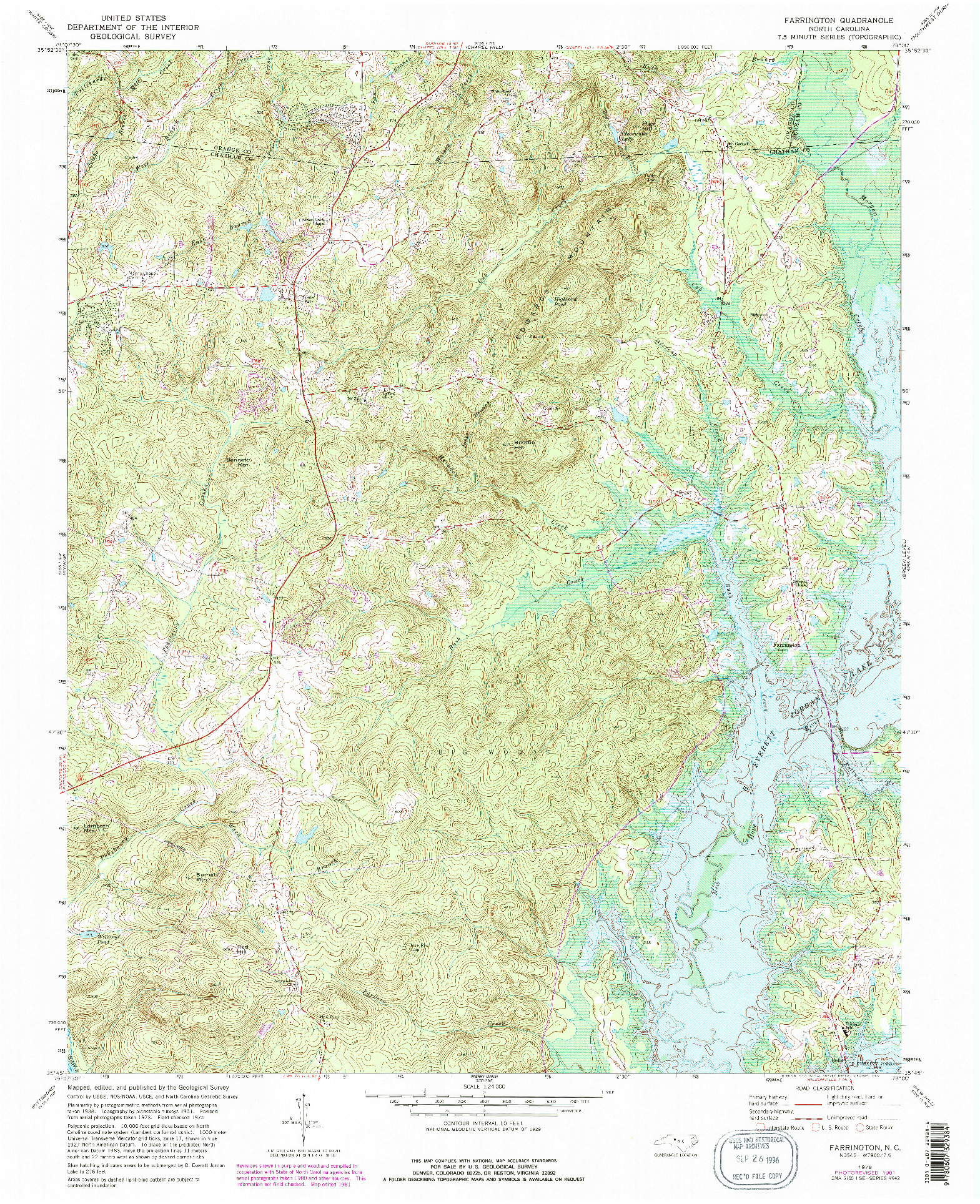 USGS 1:24000-SCALE QUADRANGLE FOR FARRINGTON, NC 1978