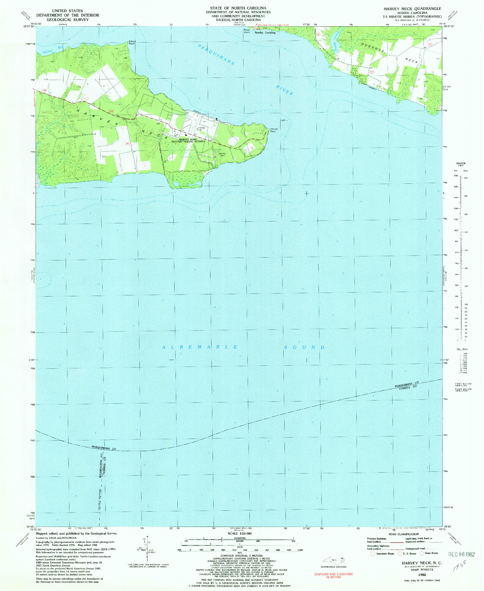 USGS 1:24000-SCALE QUADRANGLE FOR HARVEY, NC 1982