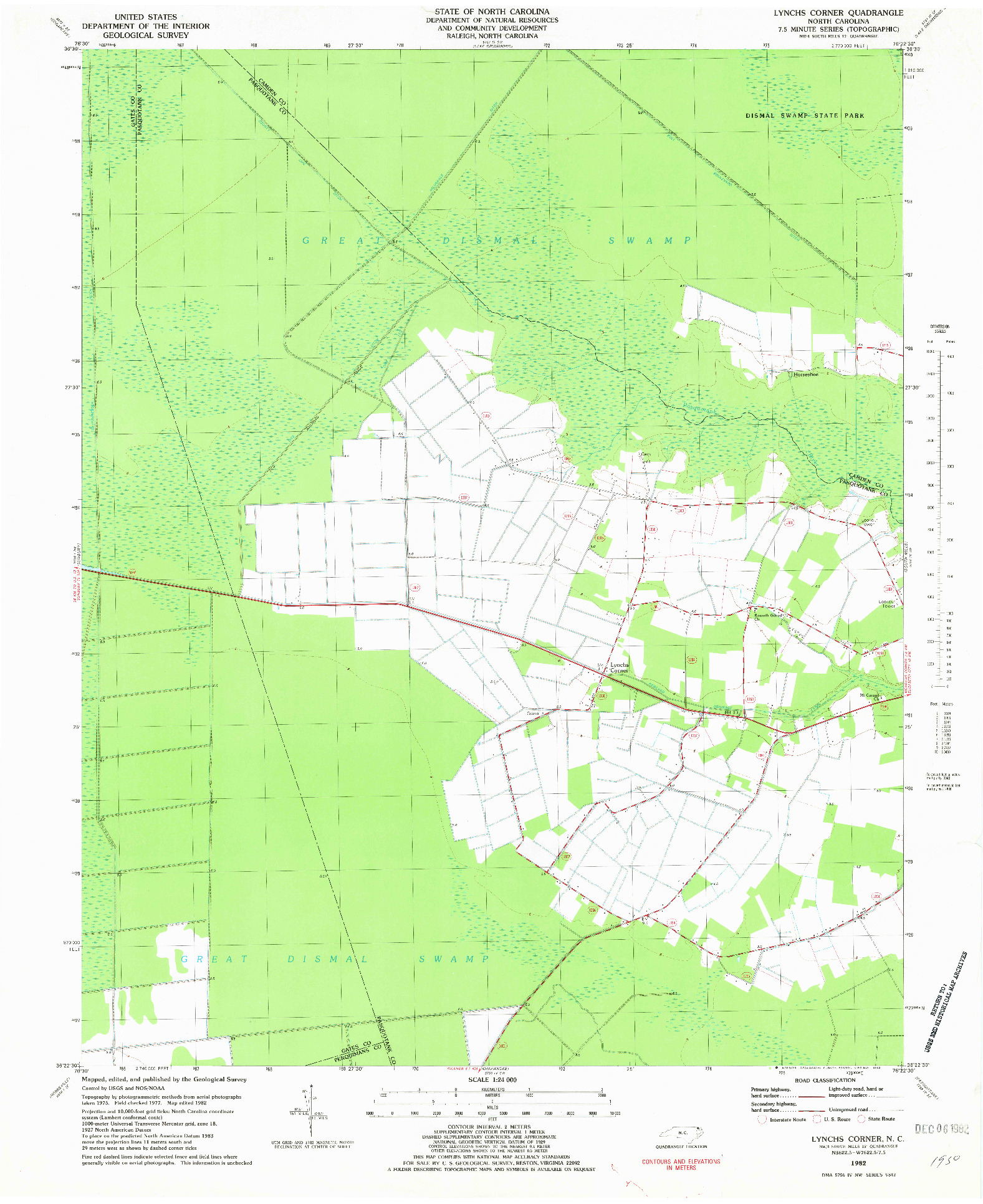 USGS 1:24000-SCALE QUADRANGLE FOR LYNCHS CORNER, NC 1982