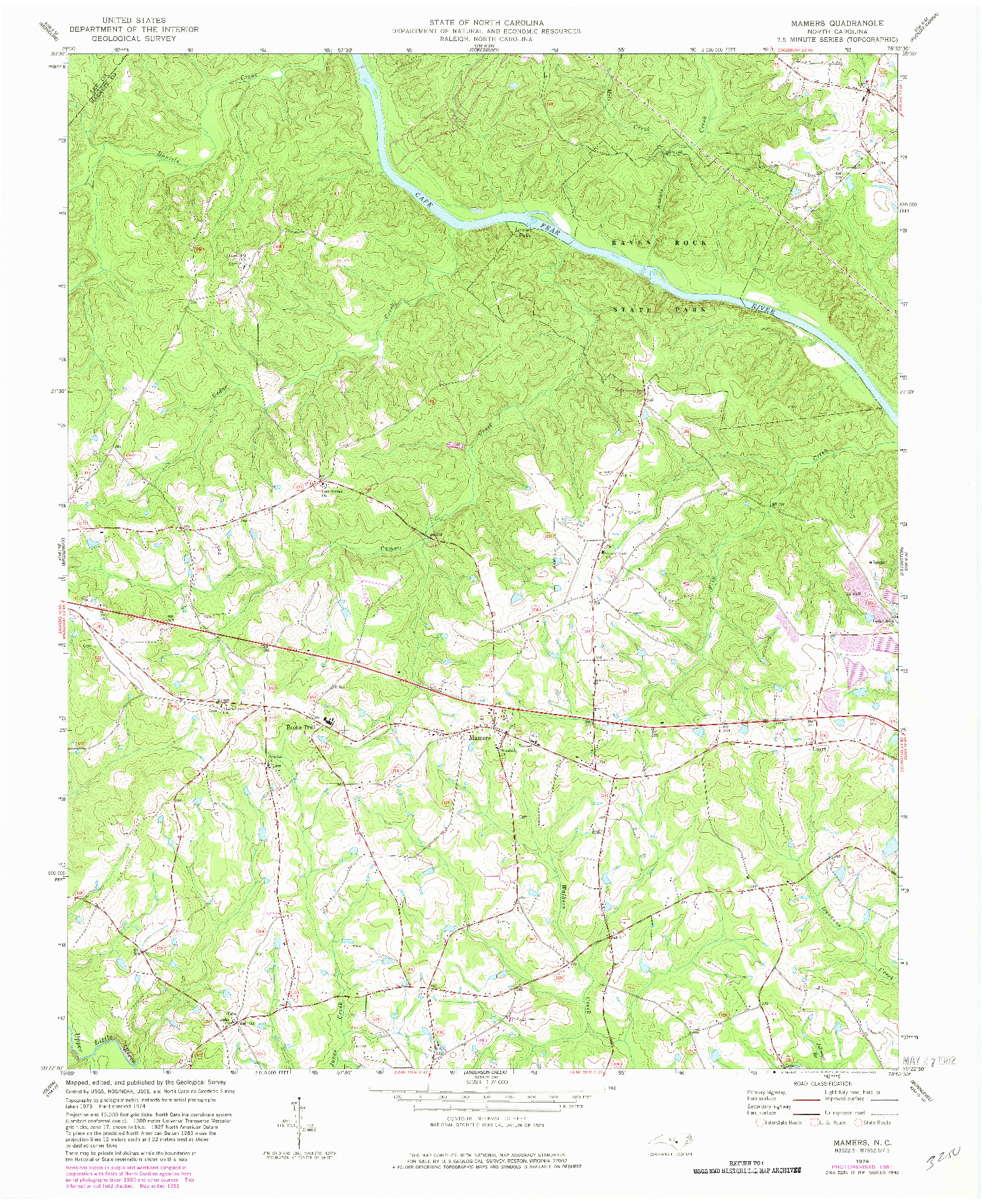 USGS 1:24000-SCALE QUADRANGLE FOR MAMERS, NC 1974