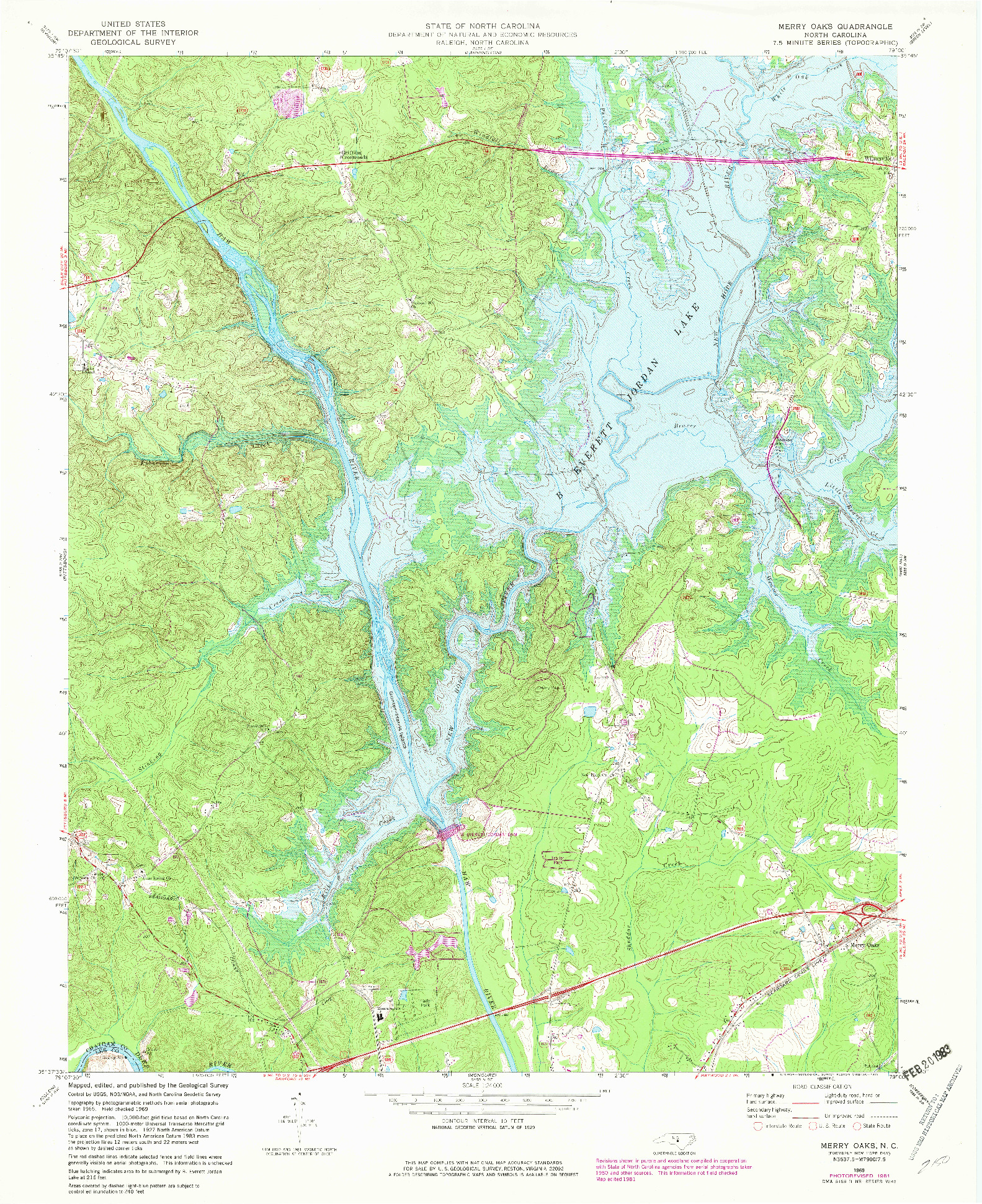 USGS 1:24000-SCALE QUADRANGLE FOR MERRY OAKS, NC 1969
