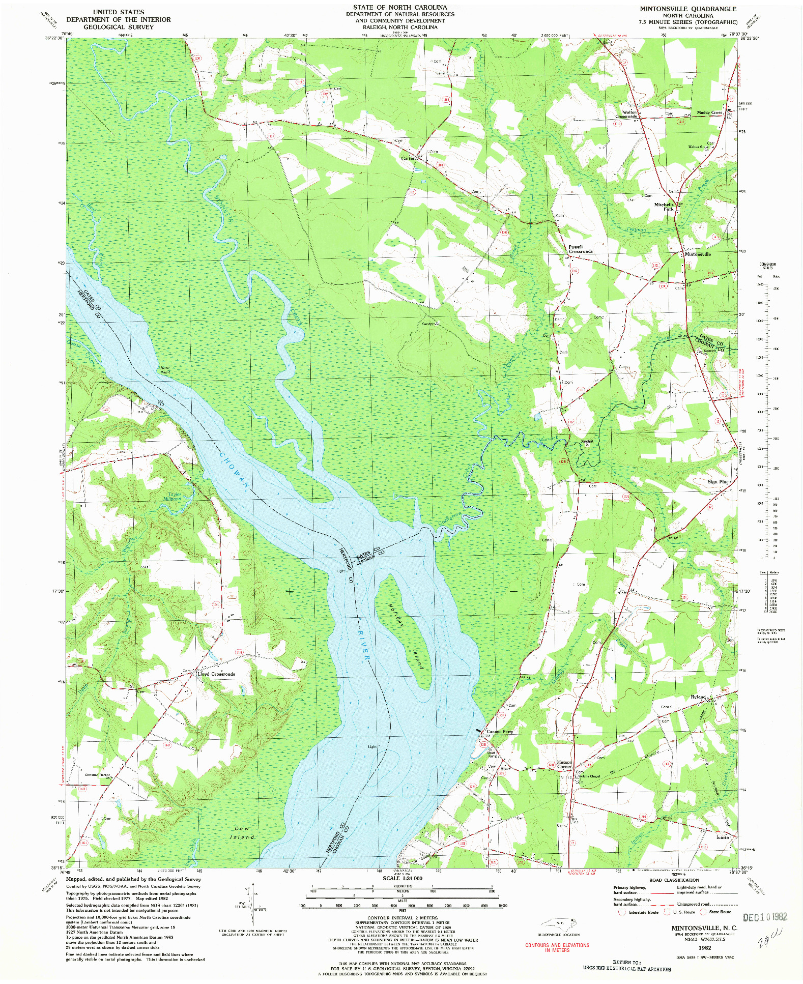 USGS 1:24000-SCALE QUADRANGLE FOR MINTONSVILLE, NC 1982