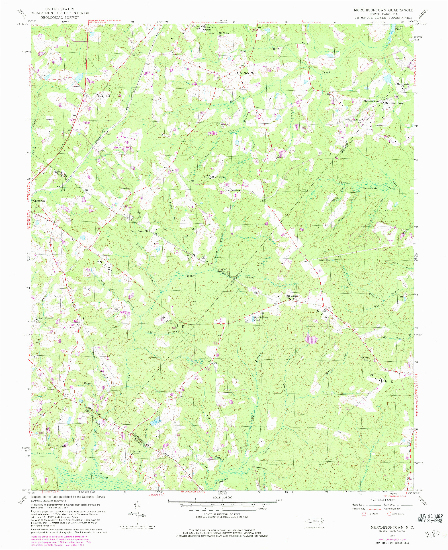 USGS 1:24000-SCALE QUADRANGLE FOR MURCHISONTOWN, NC 1957