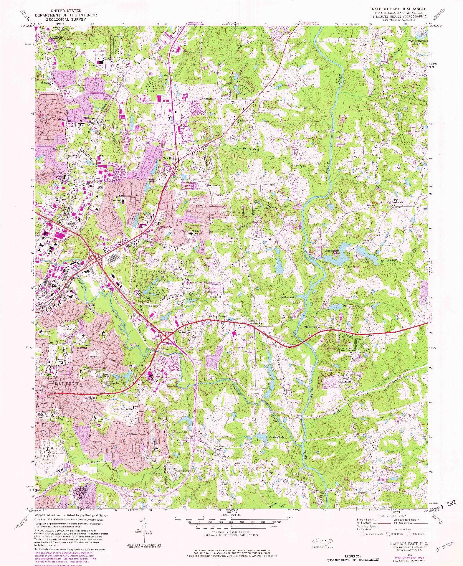 USGS 1:24000-SCALE QUADRANGLE FOR RALEIGH EAST, NC 1968