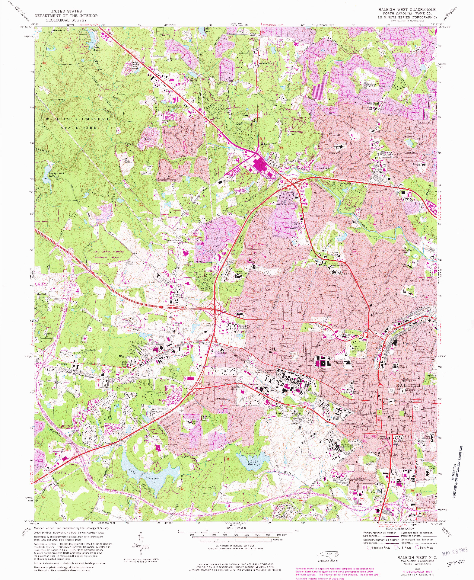 USGS 1:24000-SCALE QUADRANGLE FOR RALEIGH WEST, NC 1968