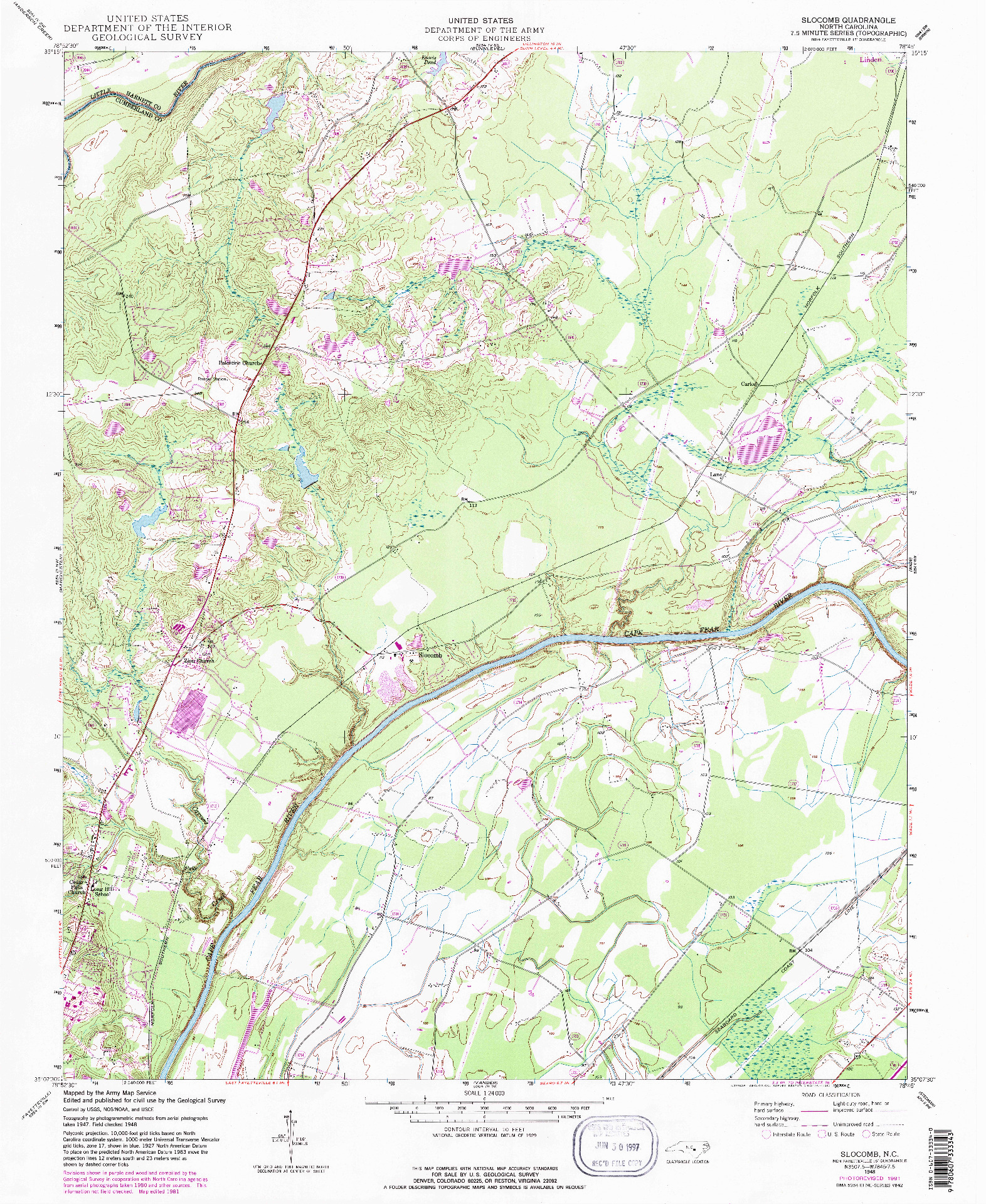 USGS 1:24000-SCALE QUADRANGLE FOR SLOCOMB, NC 1948