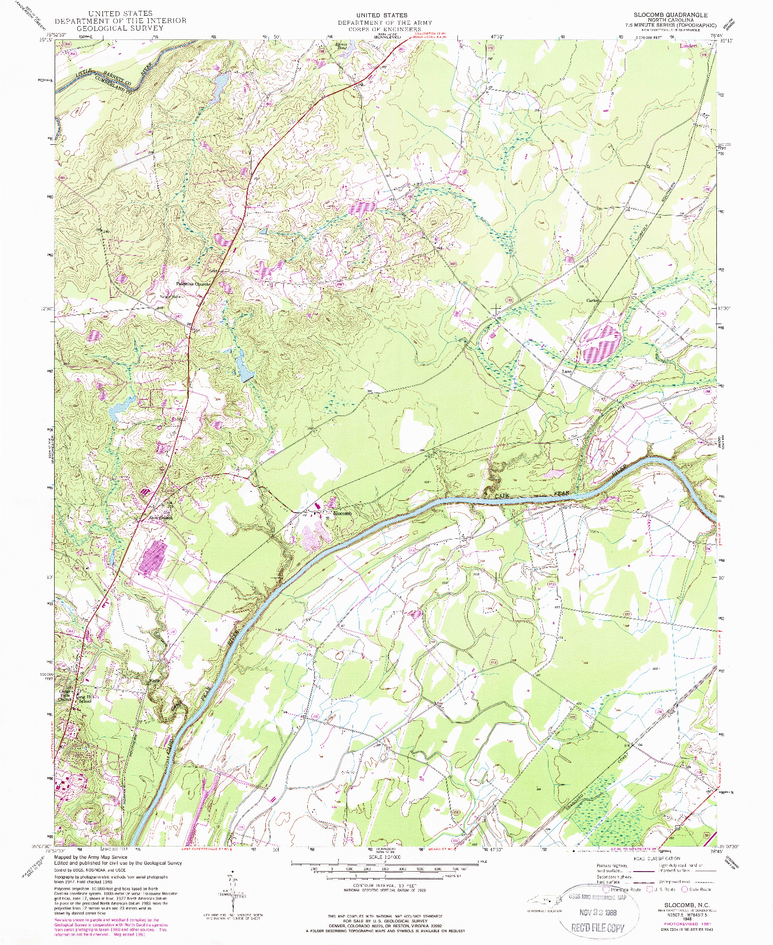 USGS 1:24000-SCALE QUADRANGLE FOR SLOCOMB, NC 1948